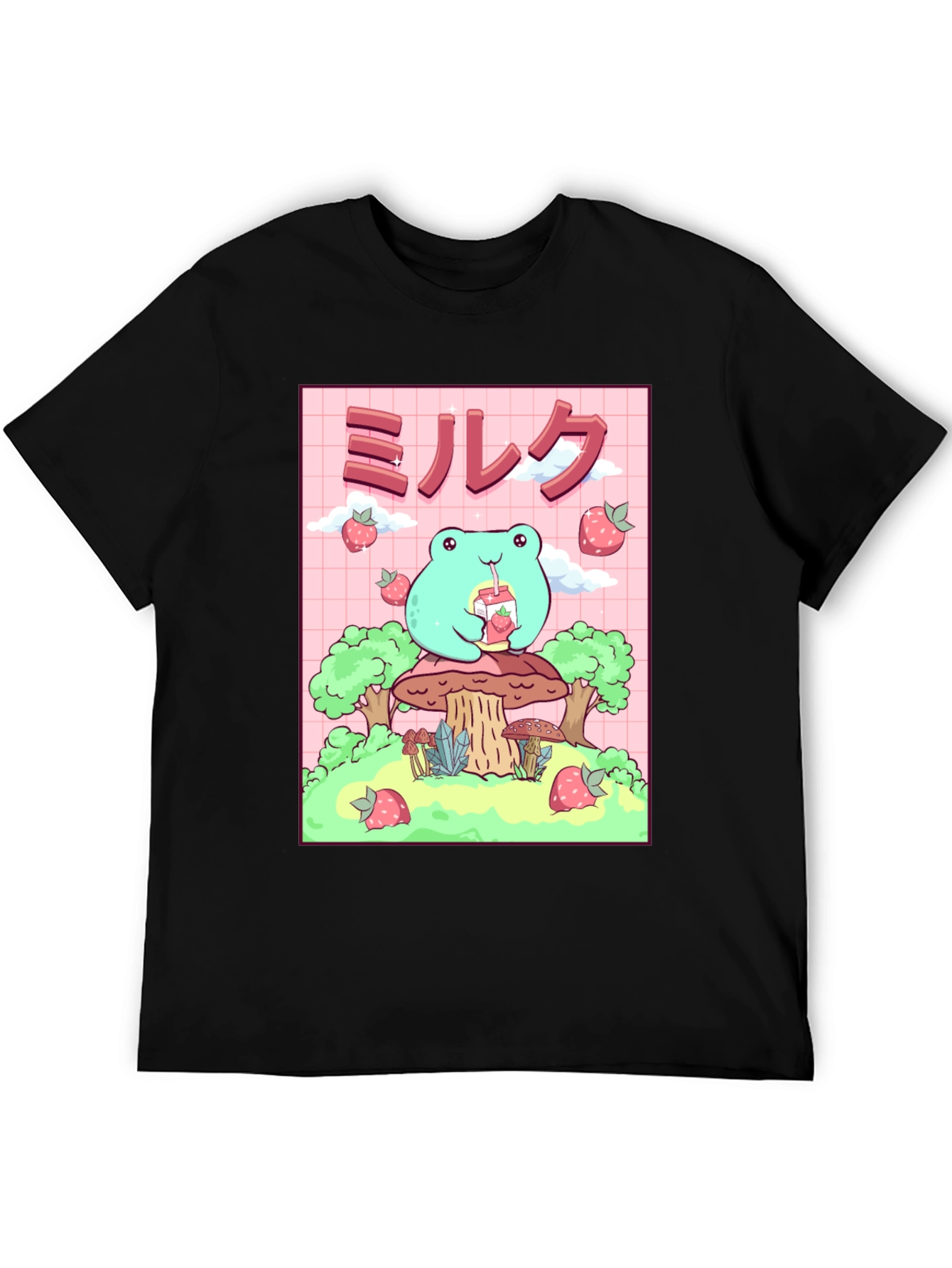 Camiseta Negra con Diseño de Rana Kawaii