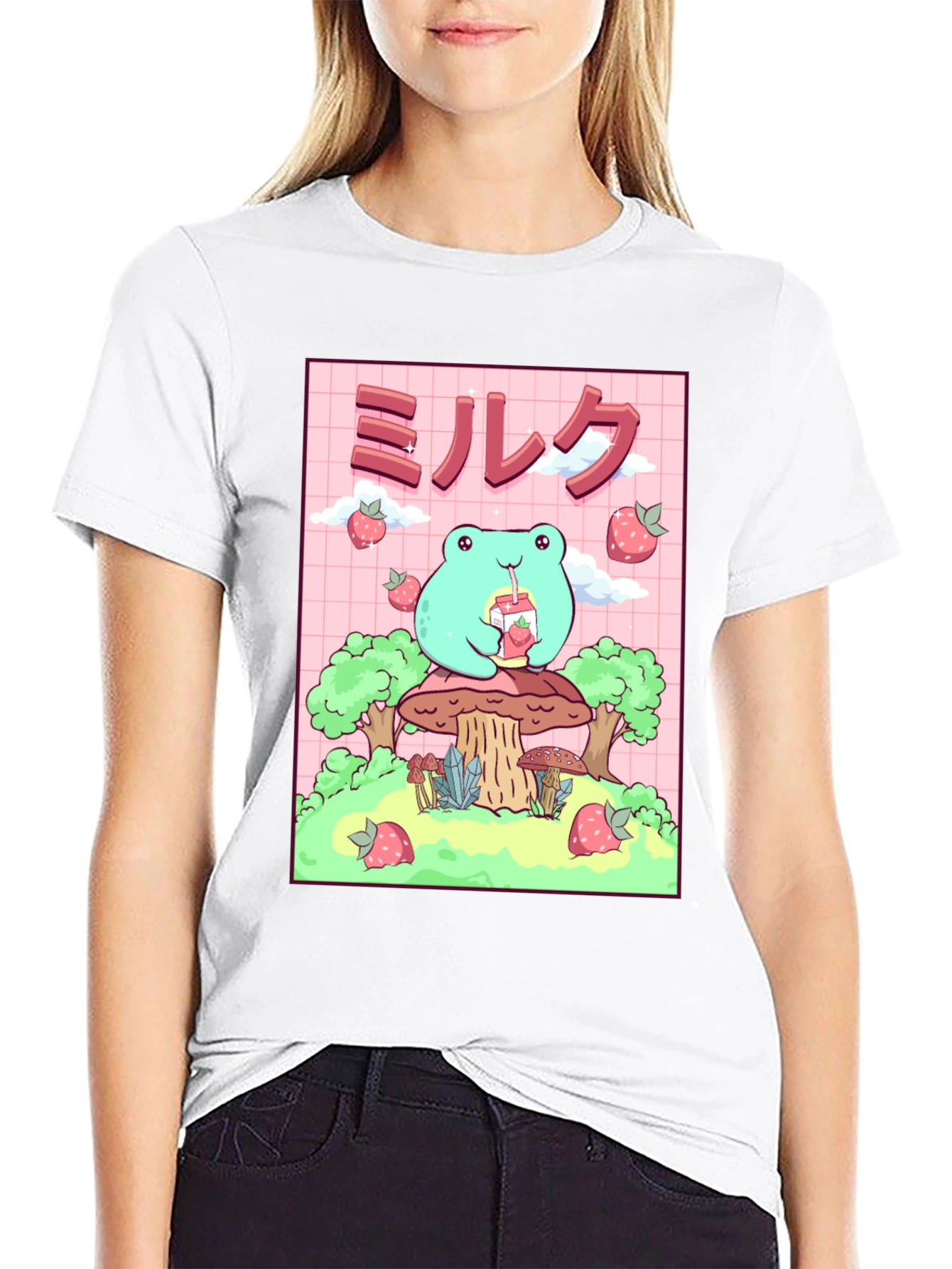 Camiseta Negra con Diseño de Rana Kawaii