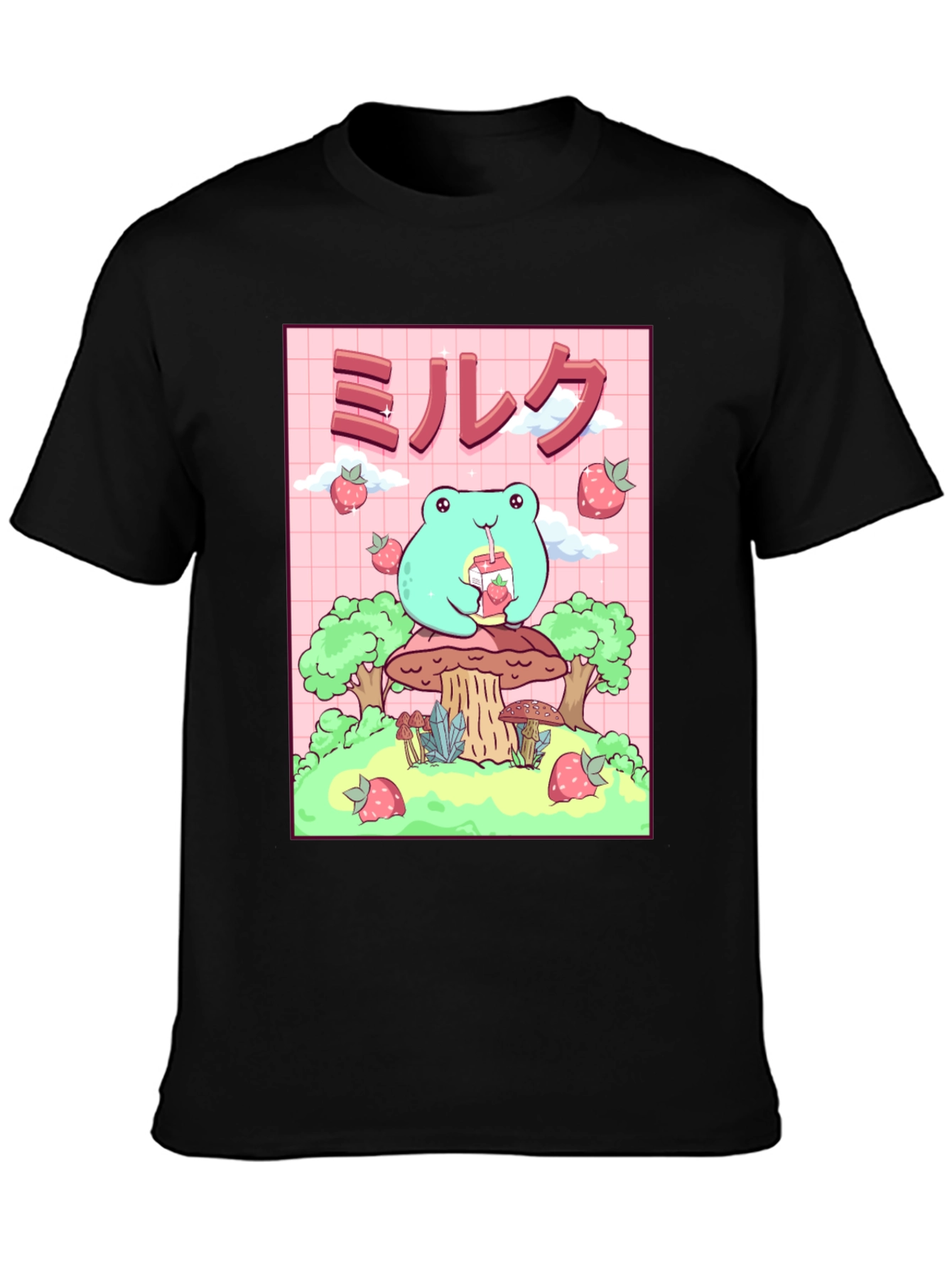 Camiseta Negra con Diseño de Rana Kawaii