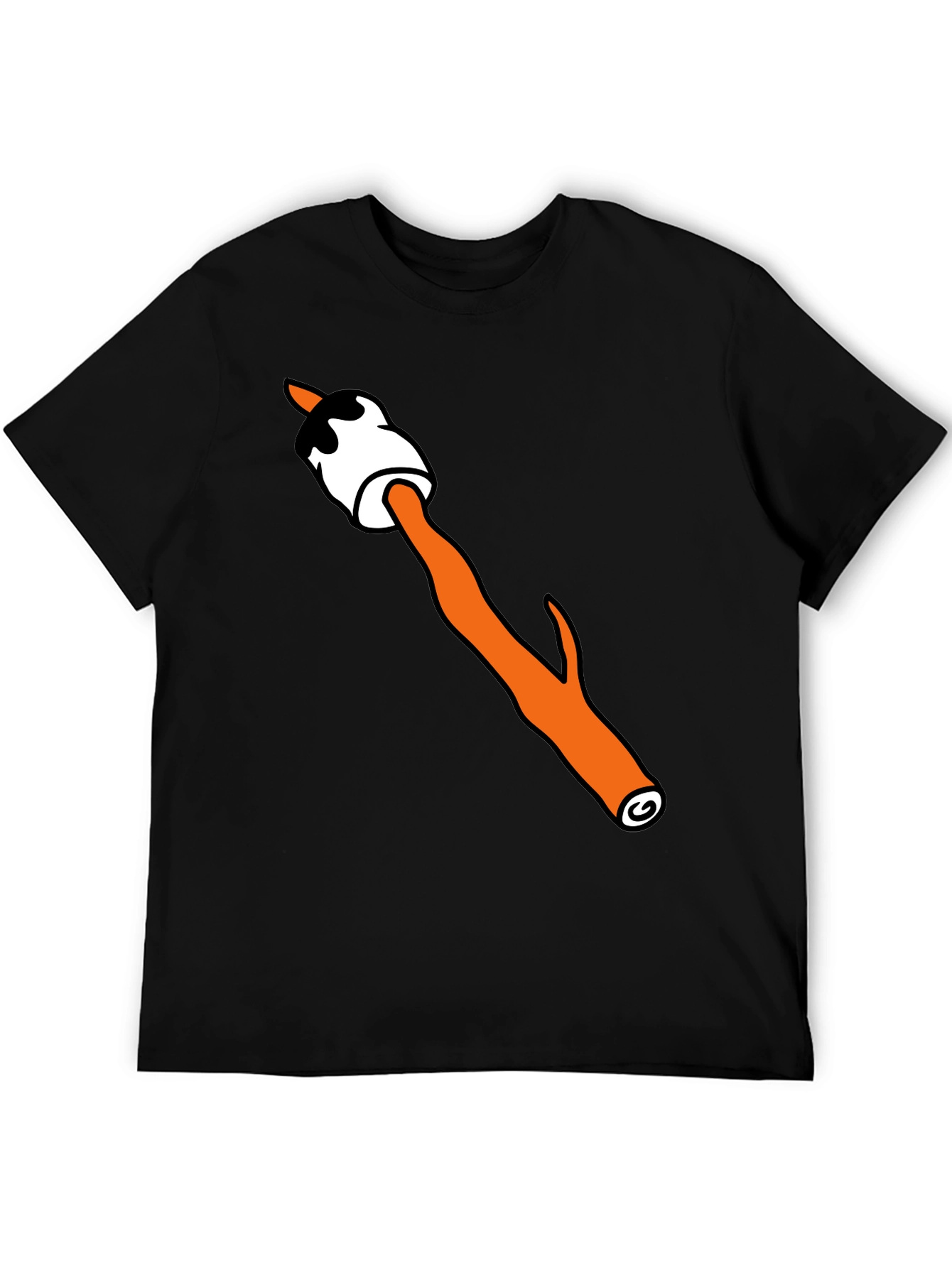Camiseta Negra con Diseño de Malvavisco Asado Divertido