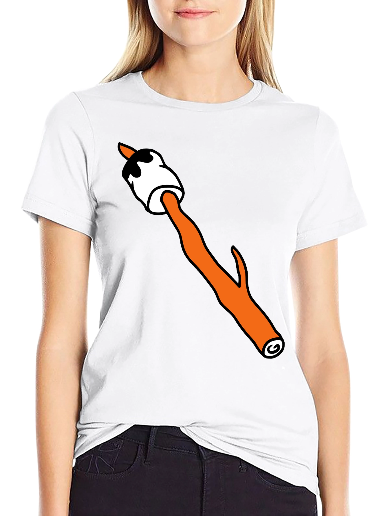 Camiseta Negra con Diseño de Malvavisco Asado Divertido