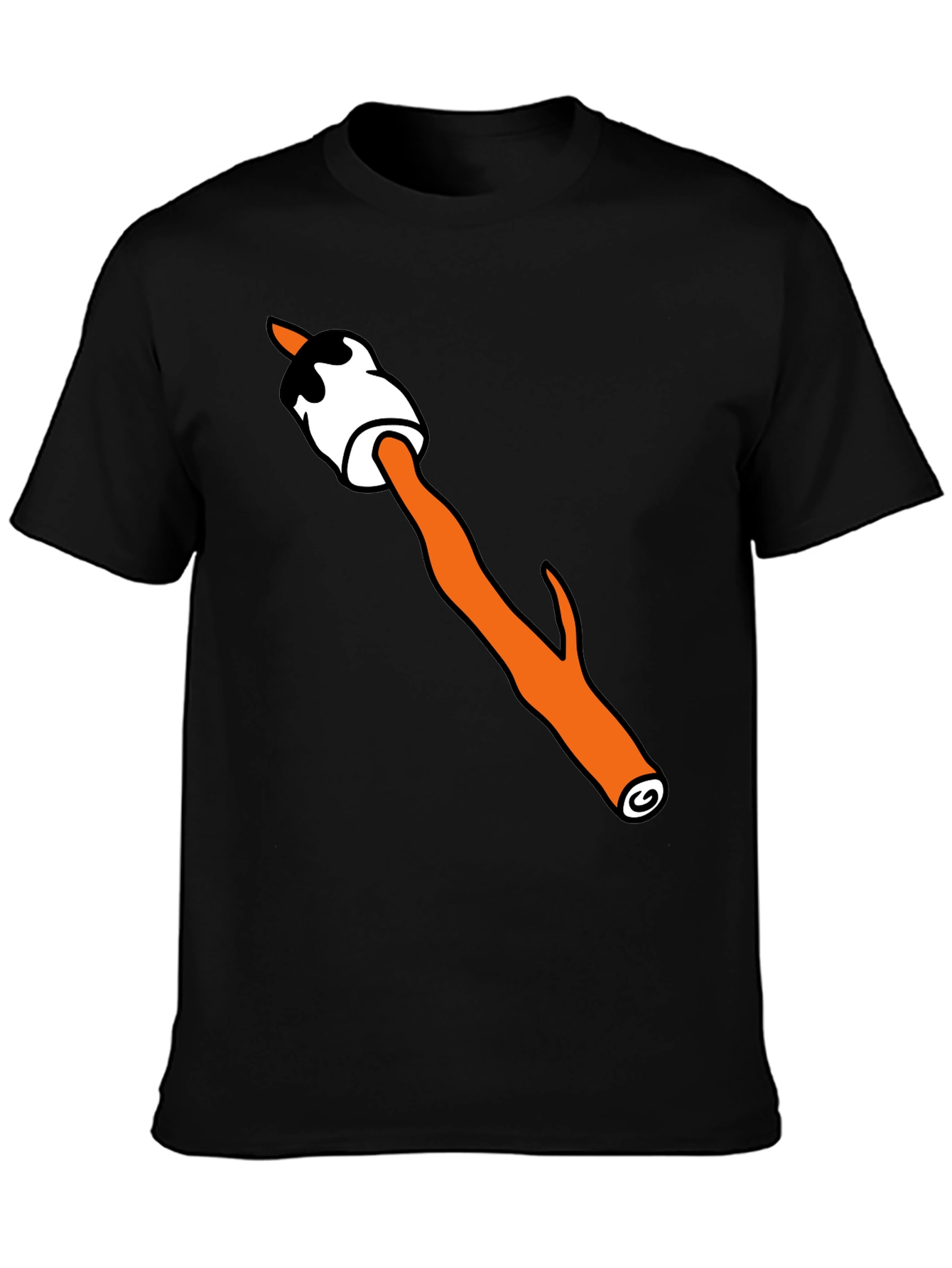 Camiseta Negra con Diseño de Malvavisco Asado Divertido
