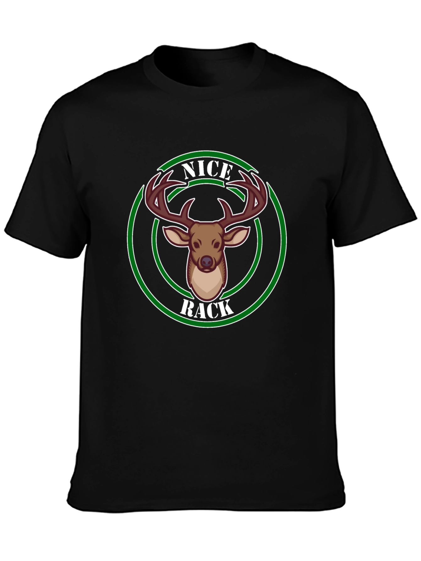 Camiseta Negra Nice Rack Ciervo Divertida Hombre