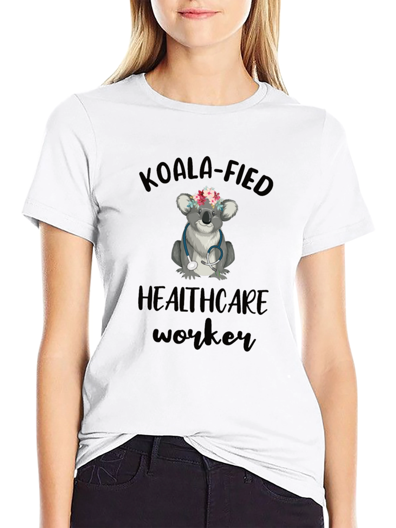 Camiseta Negra Koala Healthcare Worker