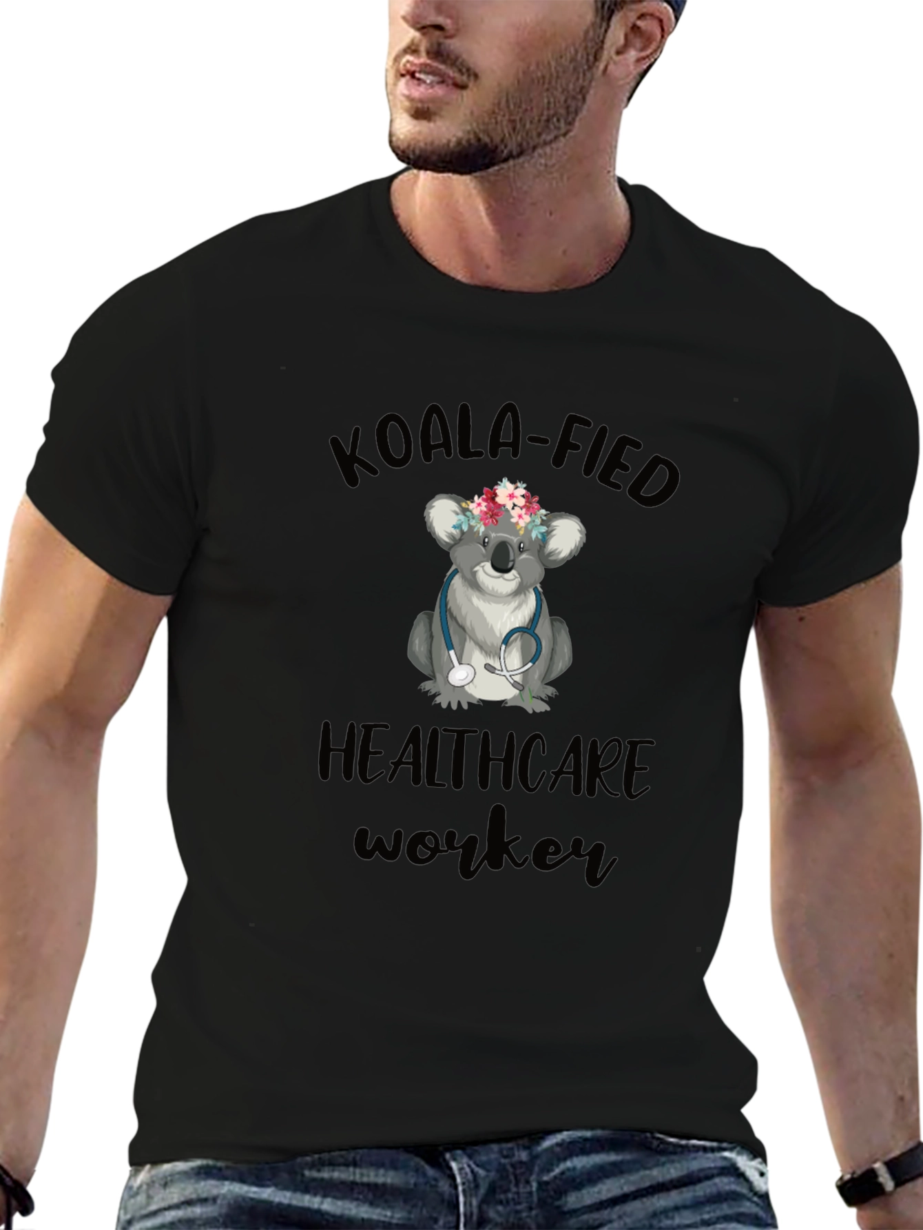 Camiseta Negra Koala Healthcare Worker