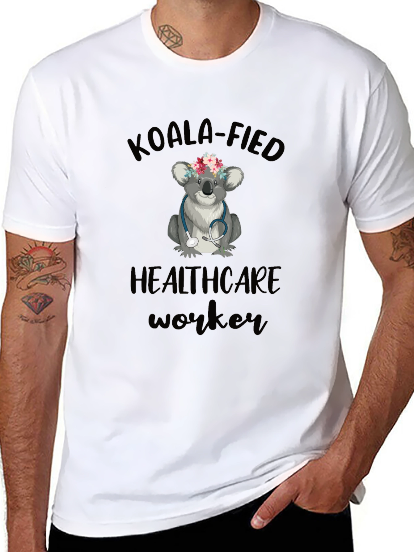 Camiseta Negra Koala Healthcare Worker