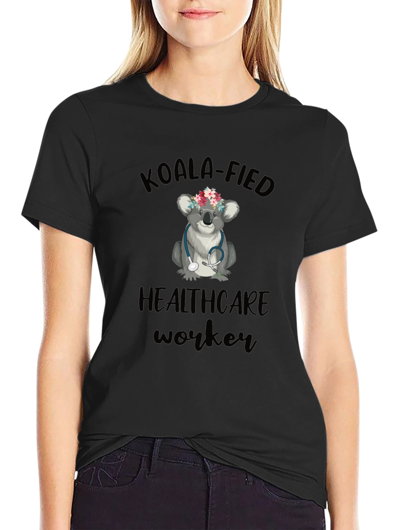 Camiseta Negra Koala Healthcare Worker