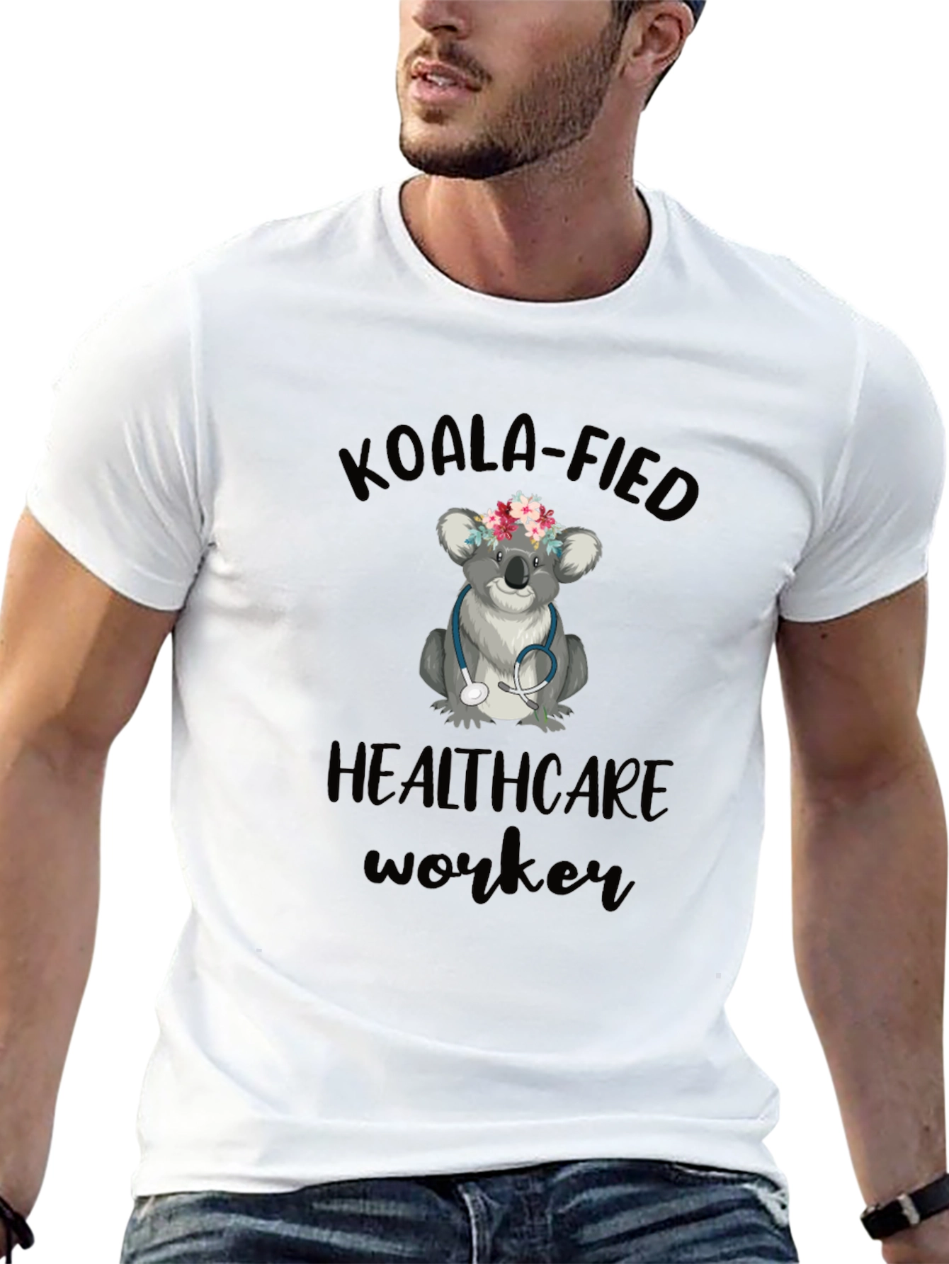 Camiseta Negra Koala Healthcare Worker