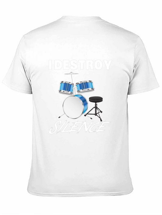 Camiseta Negra con Diseño de Batería Musical