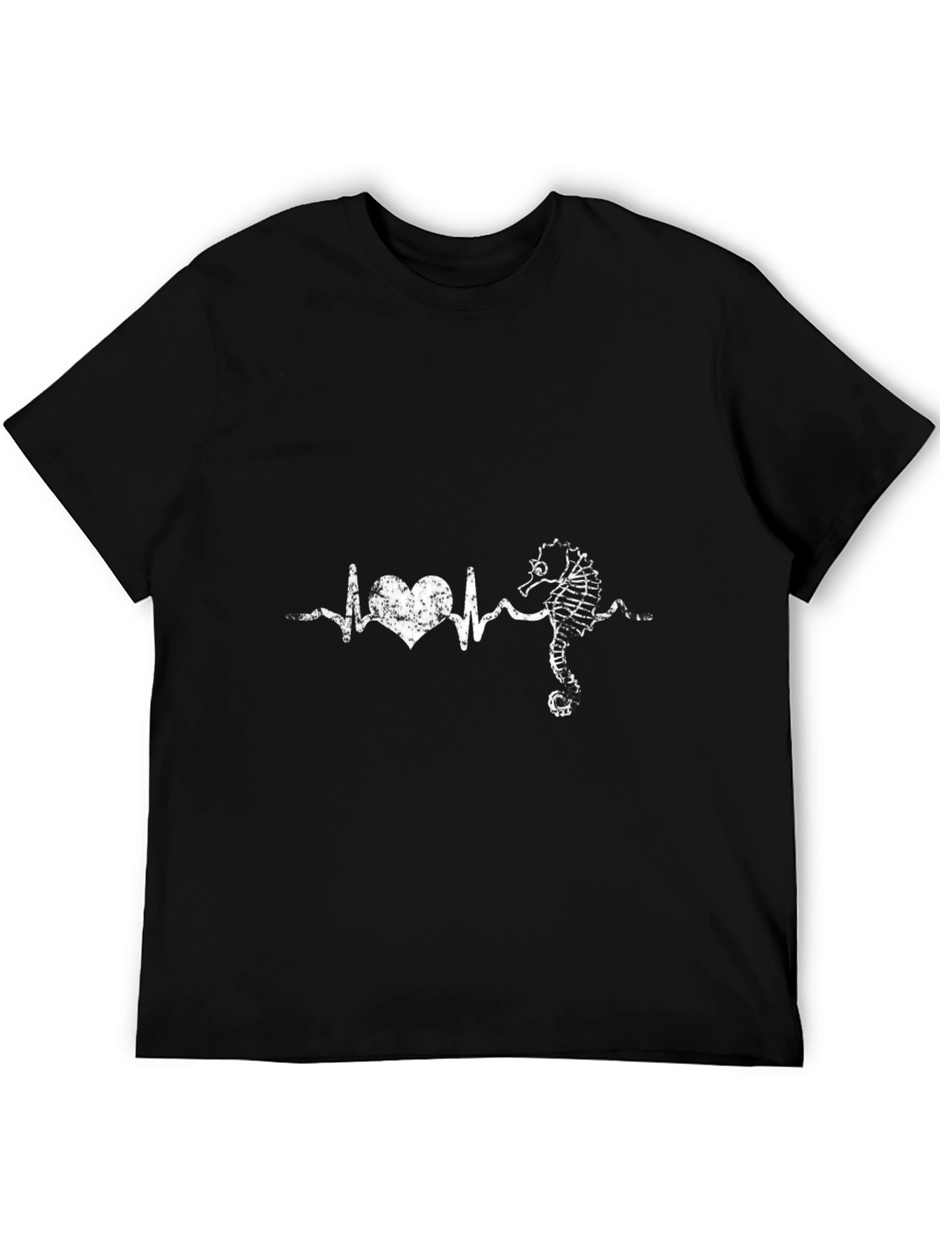 Camiseta Negra con Diseño de Latido Marino
