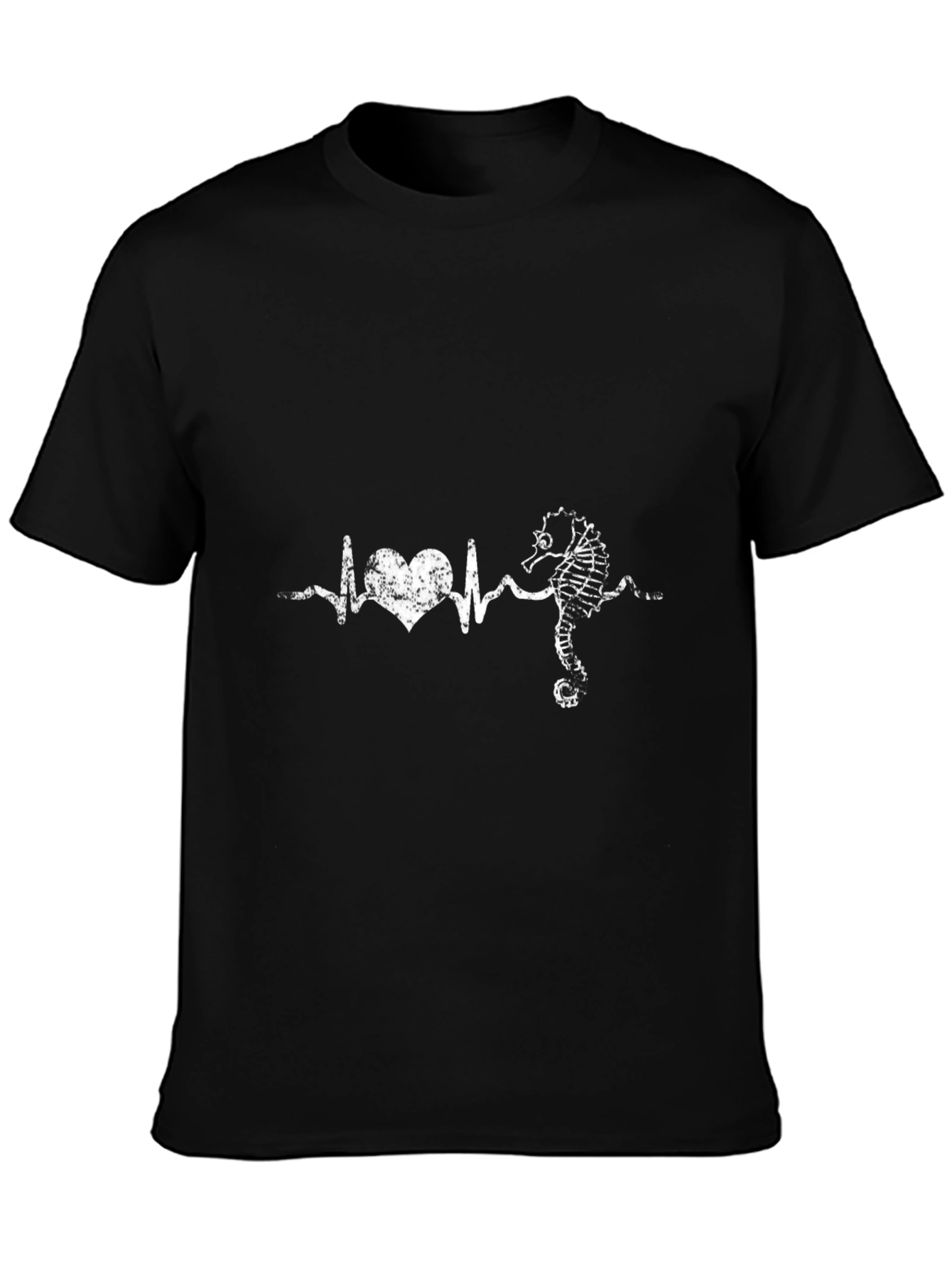 Camiseta Negra con Diseño de Latido Marino