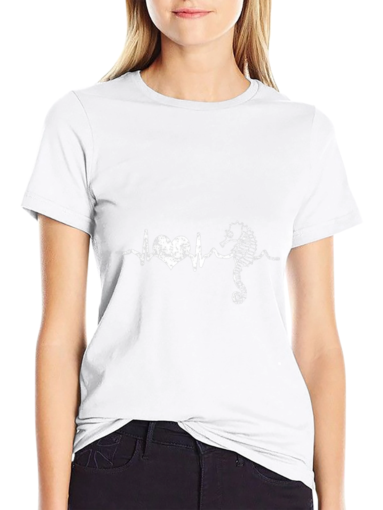 Camiseta Negra con Diseño de Latido Marino