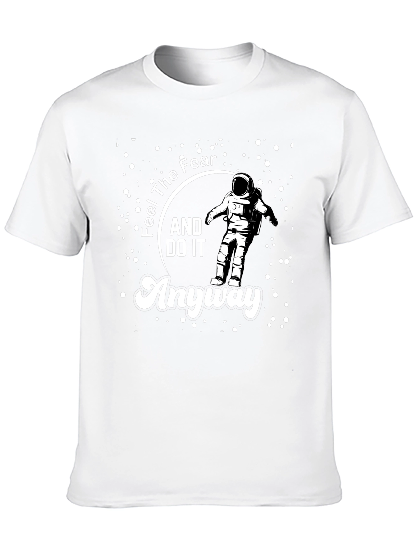 Camiseta Negra Astronauta: Siente el Miedo y Hazlo