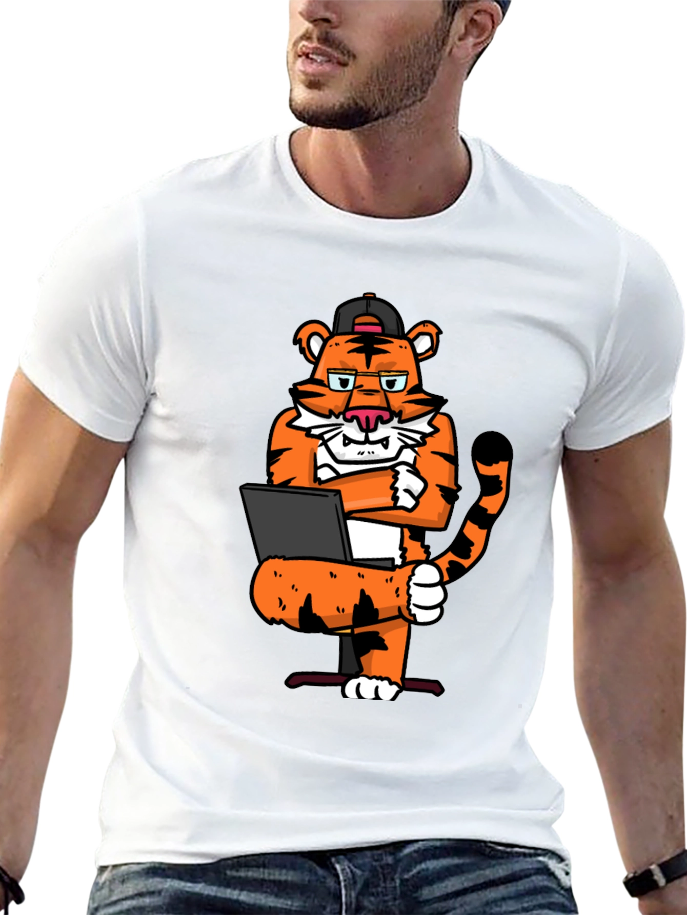 Camiseta Negra con Tigre Programador