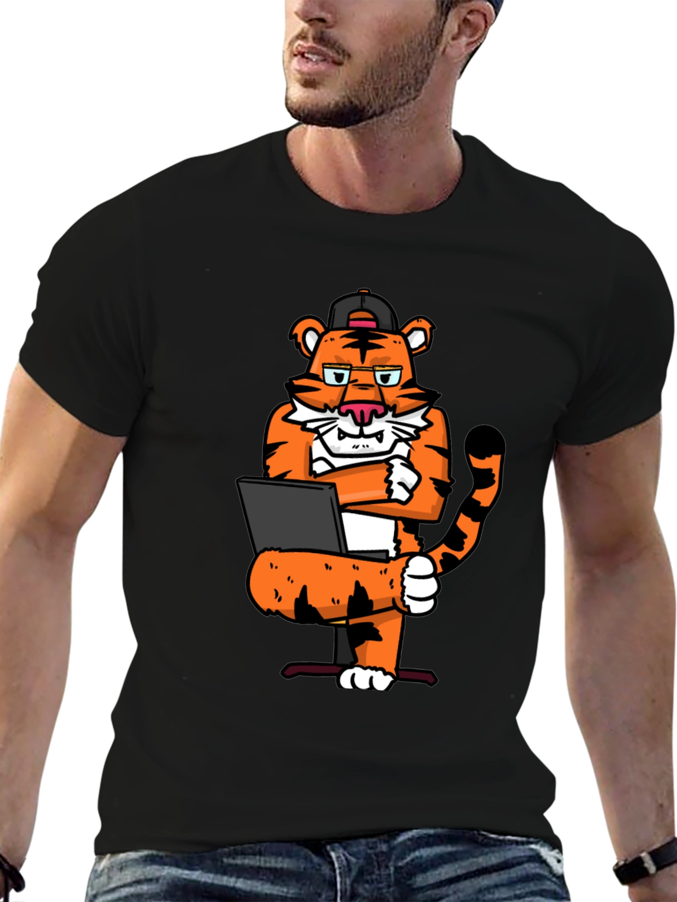 Camiseta Negra con Tigre Programador