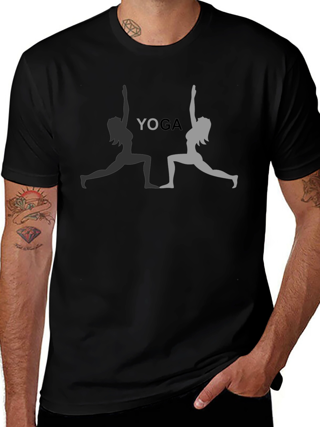 Camiseta Negra Yoga Pose Mujer
