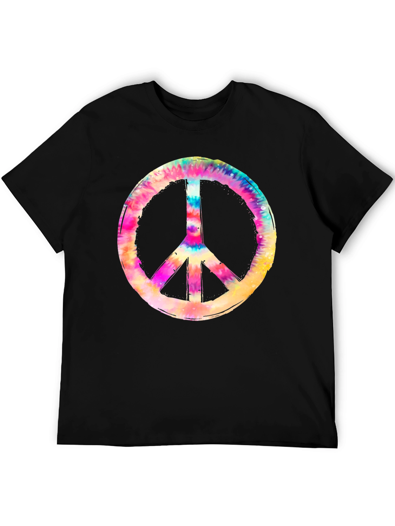 Camiseta Negra con Símbolo de la Paz Tie-Dye