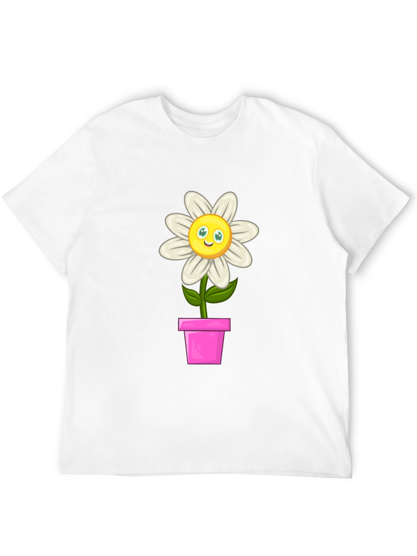 Camiseta Negra con Girasol en Maceta para Hombre