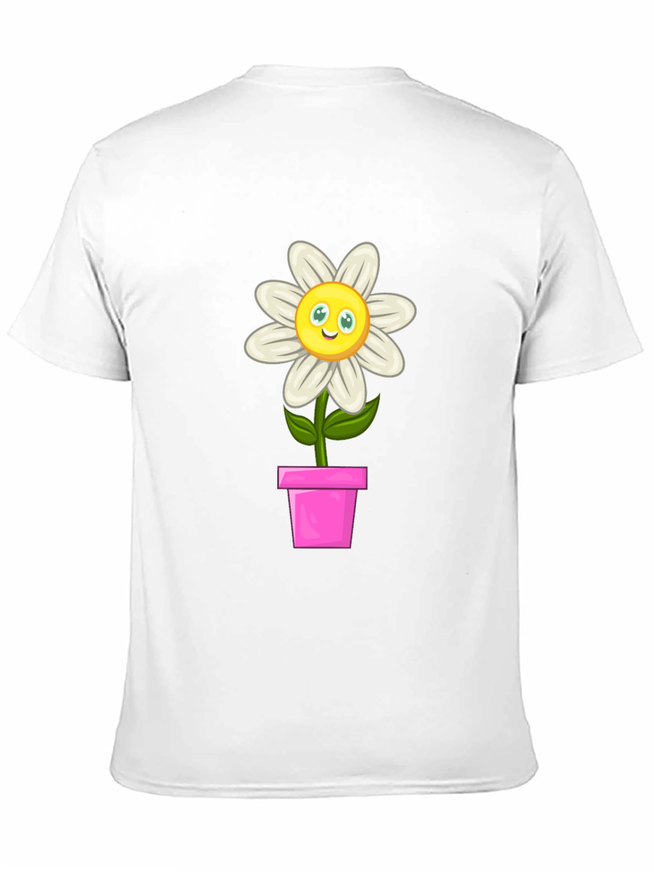 Camiseta Negra con Girasol en Maceta para Hombre
