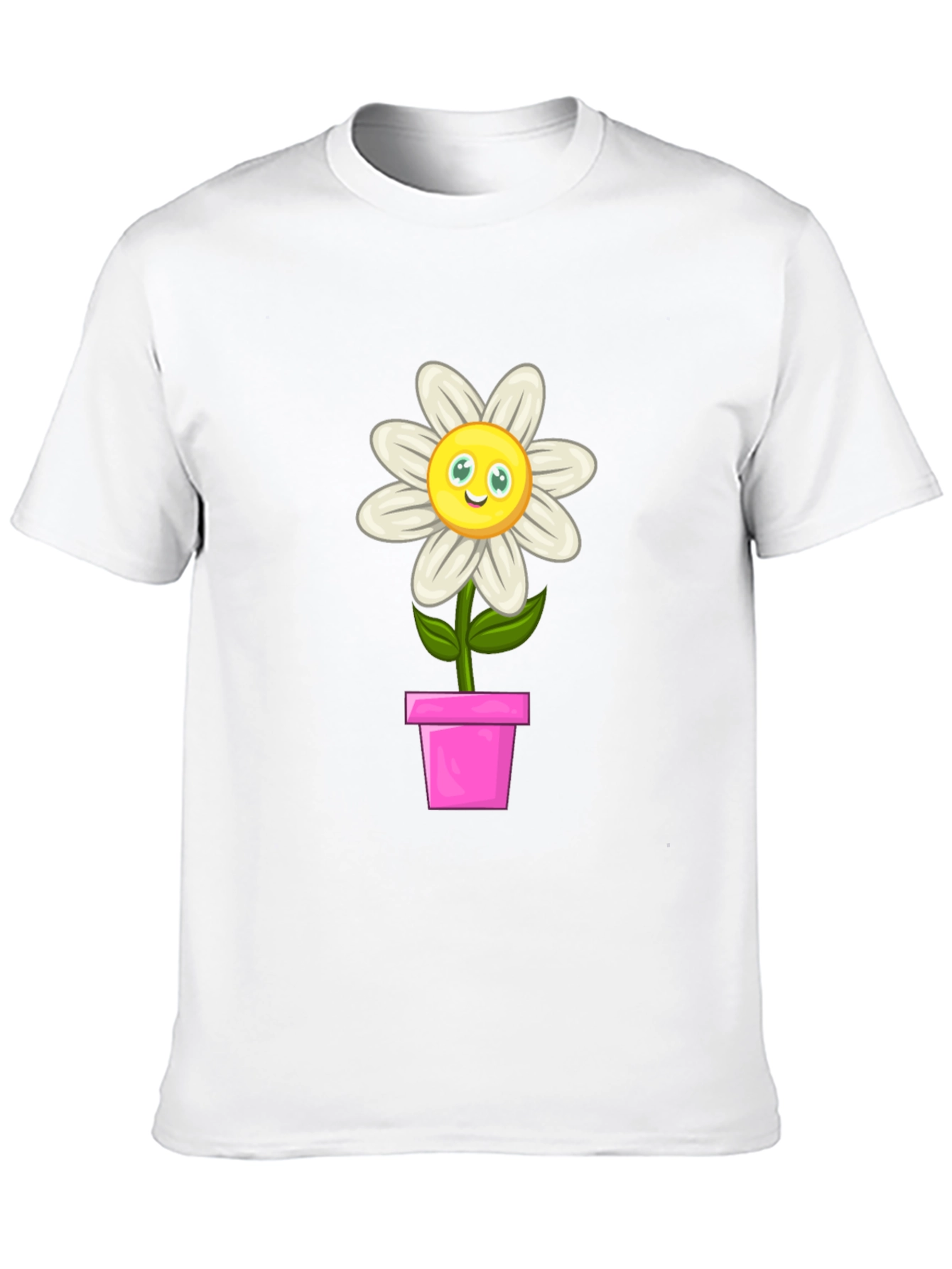 Camiseta Negra con Girasol en Maceta para Hombre