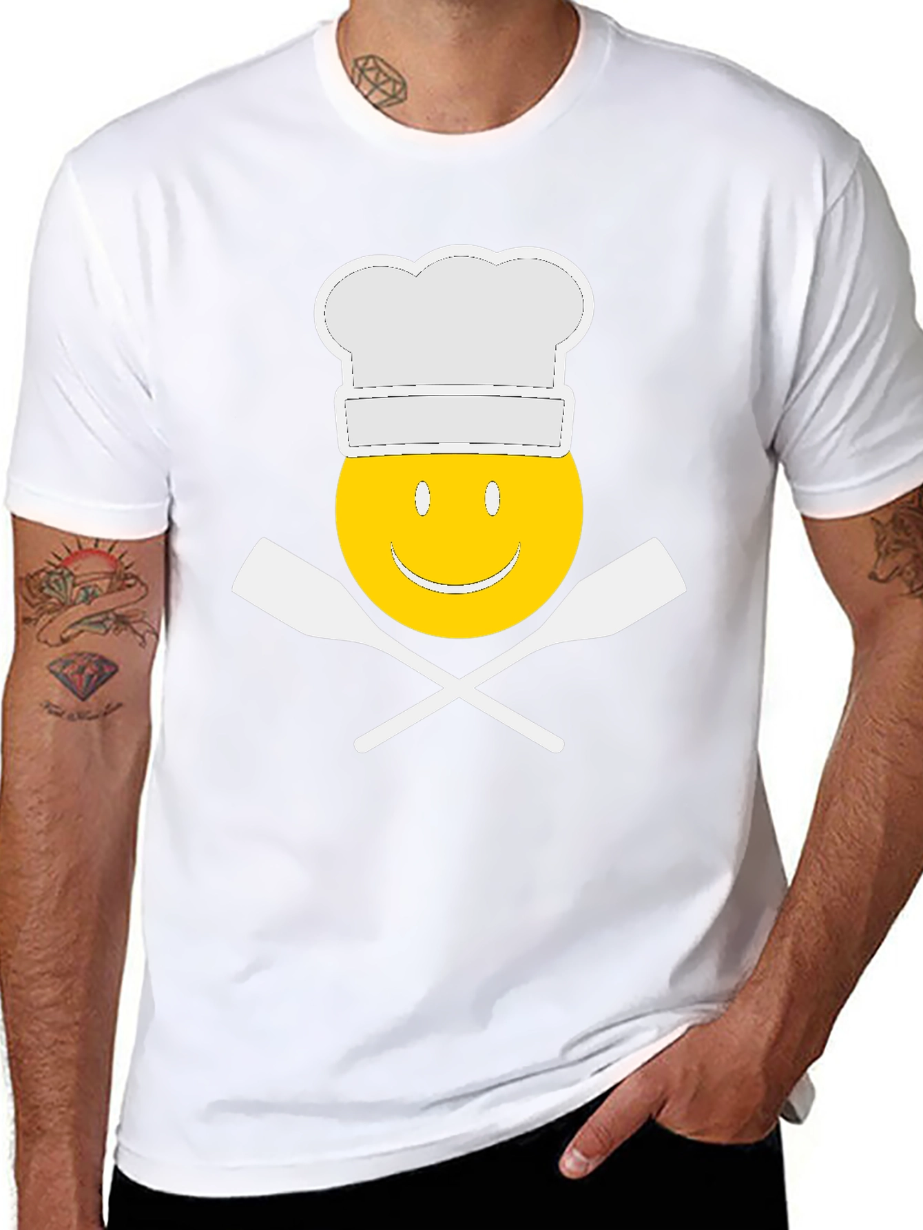 Camiseta Negra Chef Sonriente Divertida