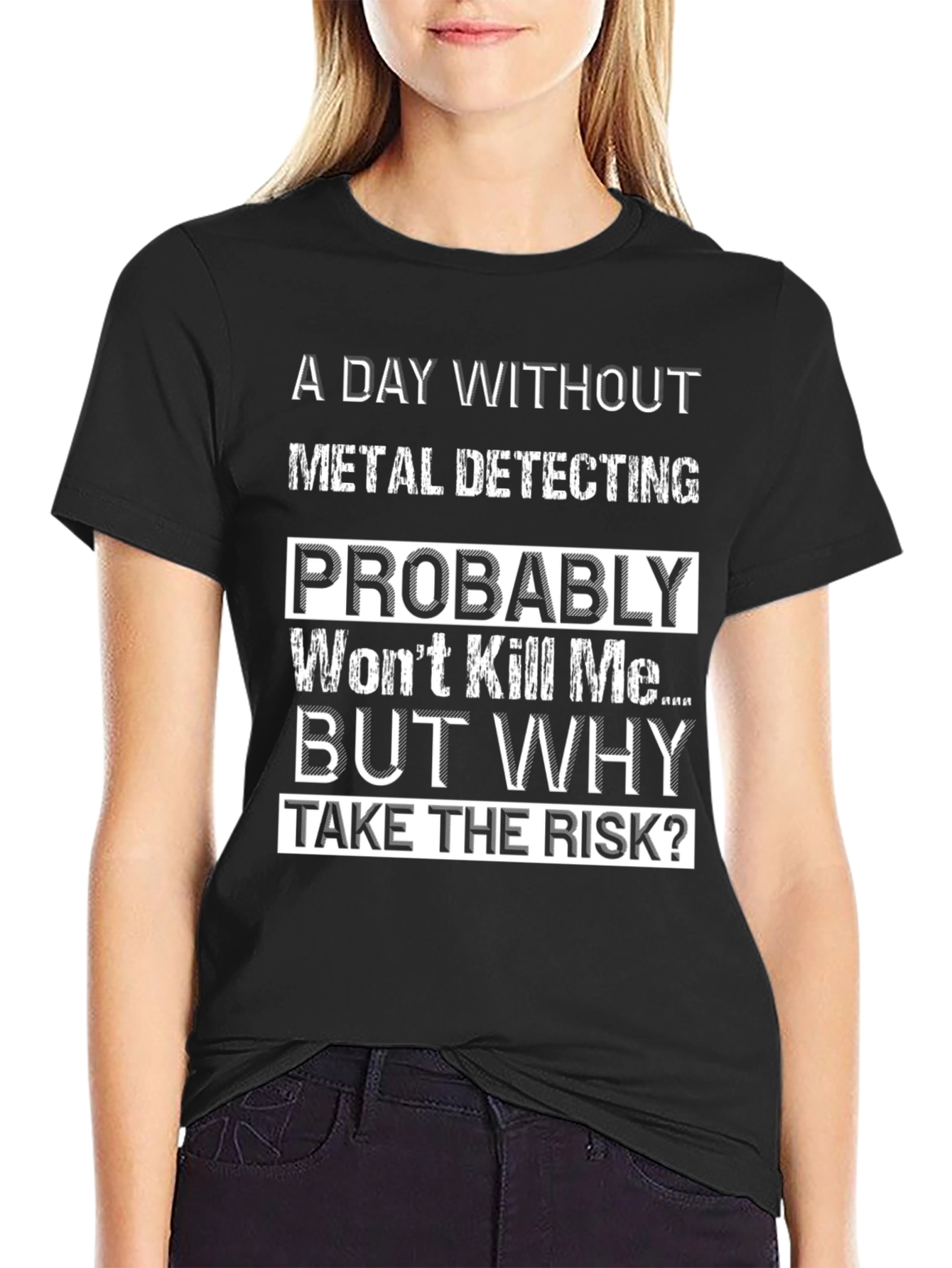 Camiseta Negra con Diseño de Detector de Metales