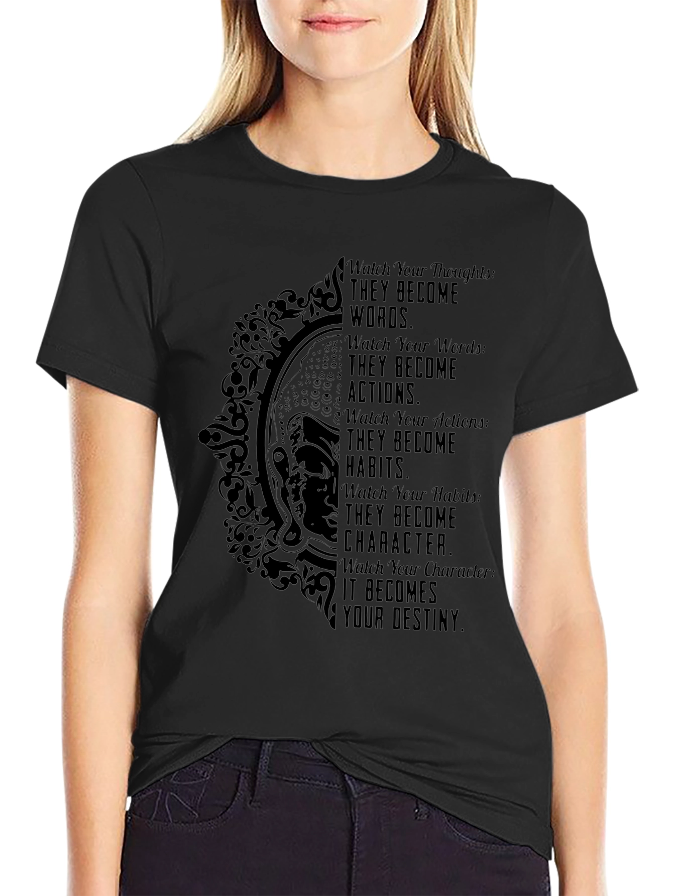 Camiseta Negra con Mensaje Inspirador