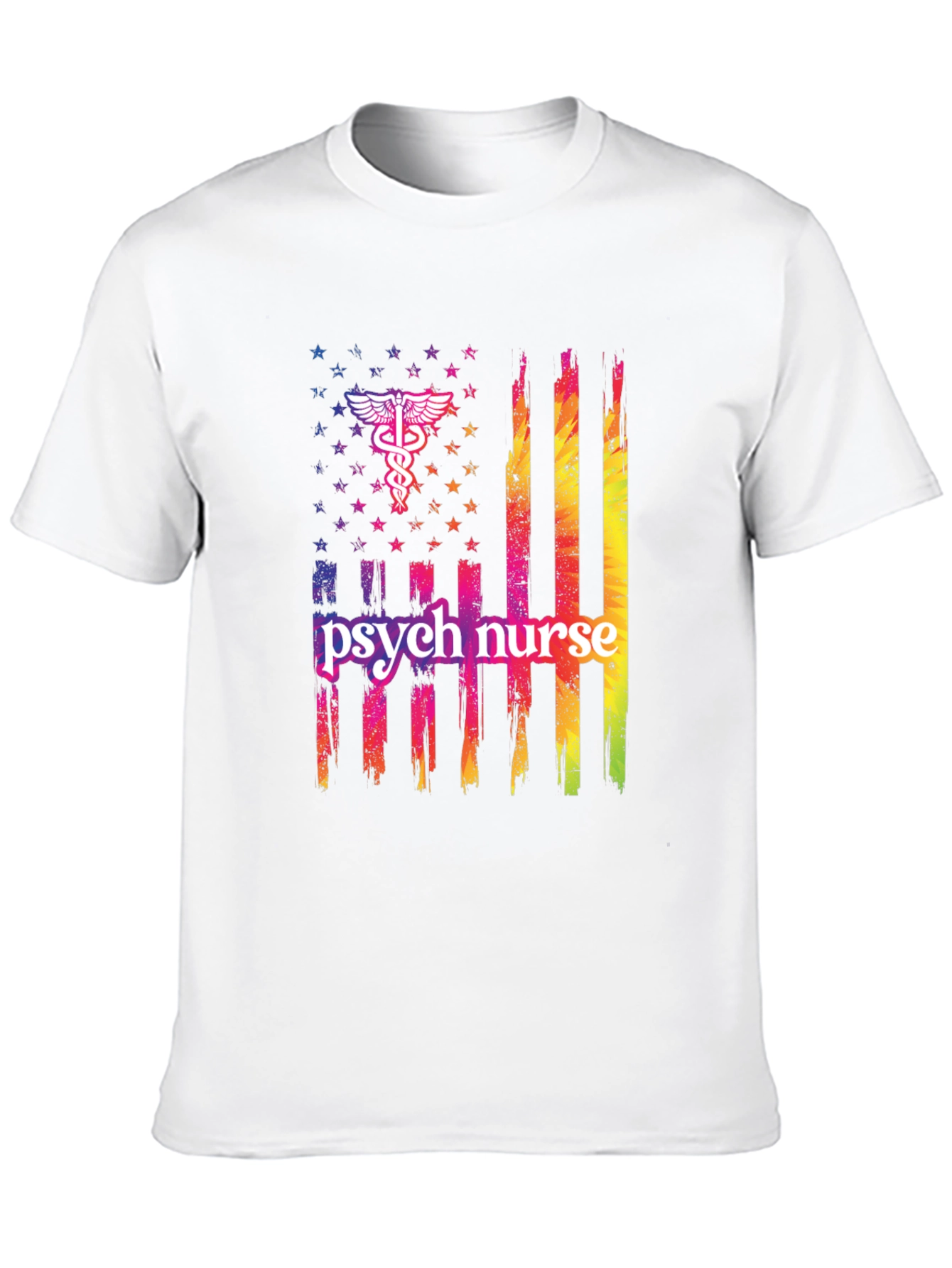 Camiseta Negra Psicóloga Enfermera Bandera USA