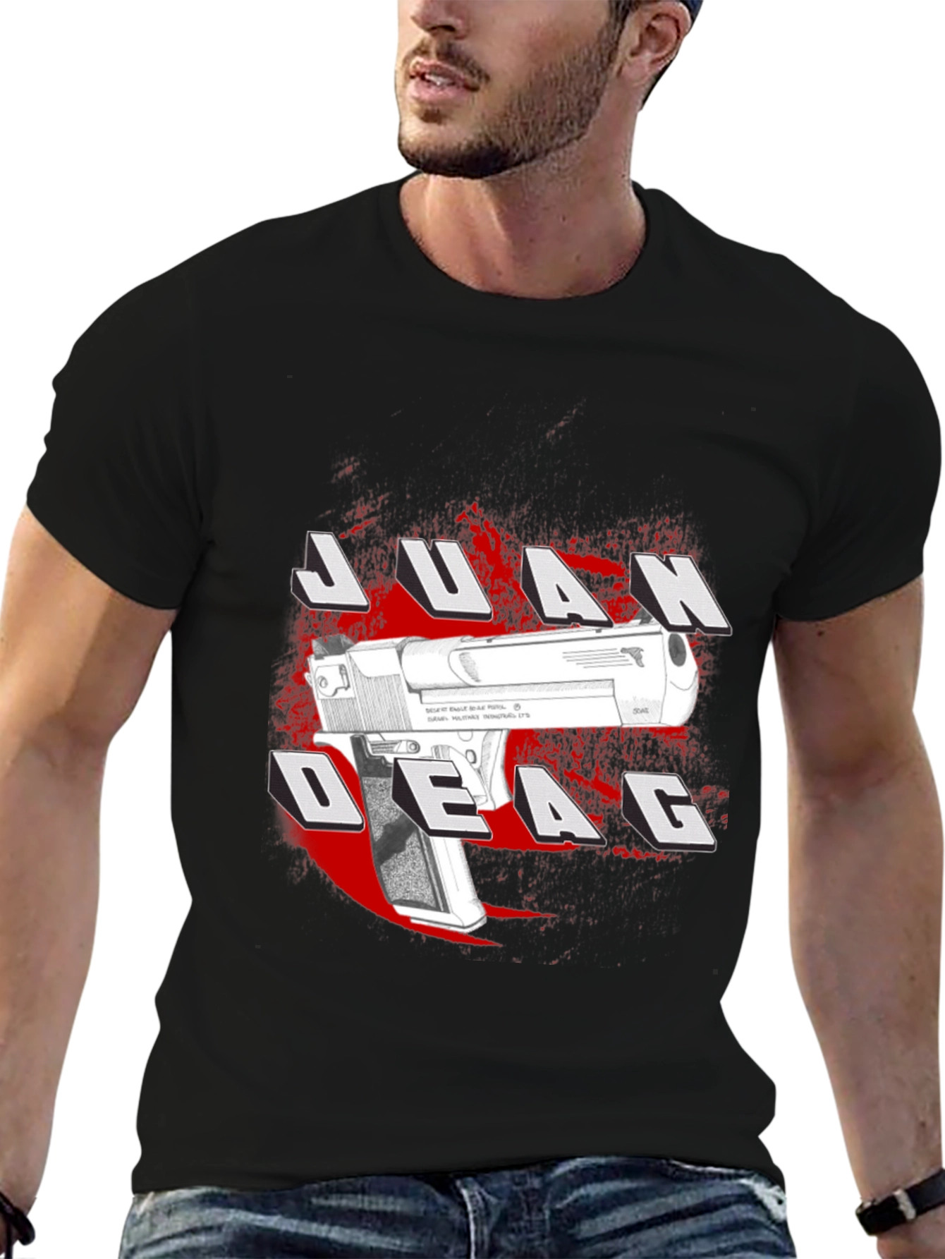 Camiseta Negra Estampada Juan Deag