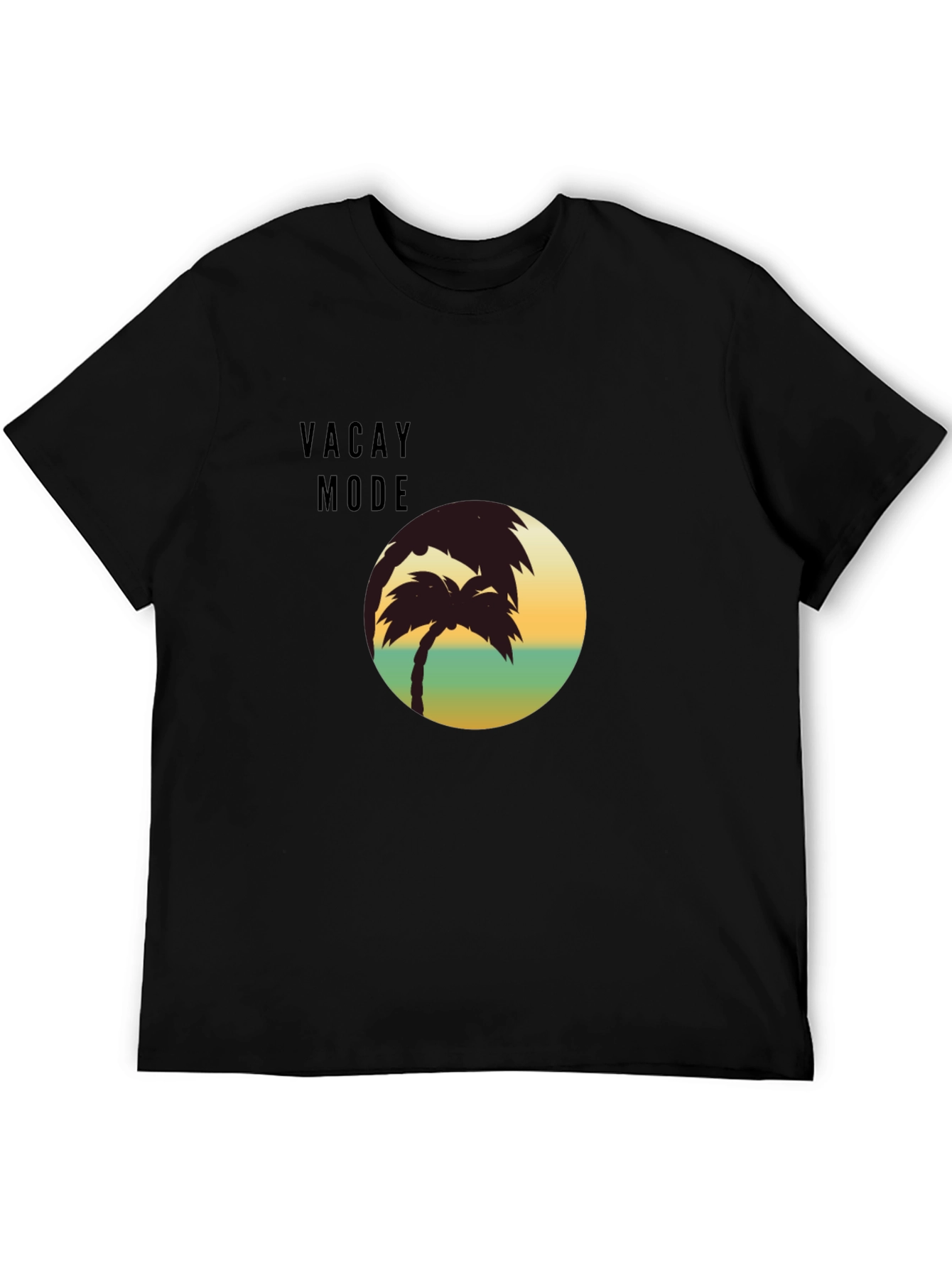 Camiseta Negra Vacay Mode - Diseño de Palmera