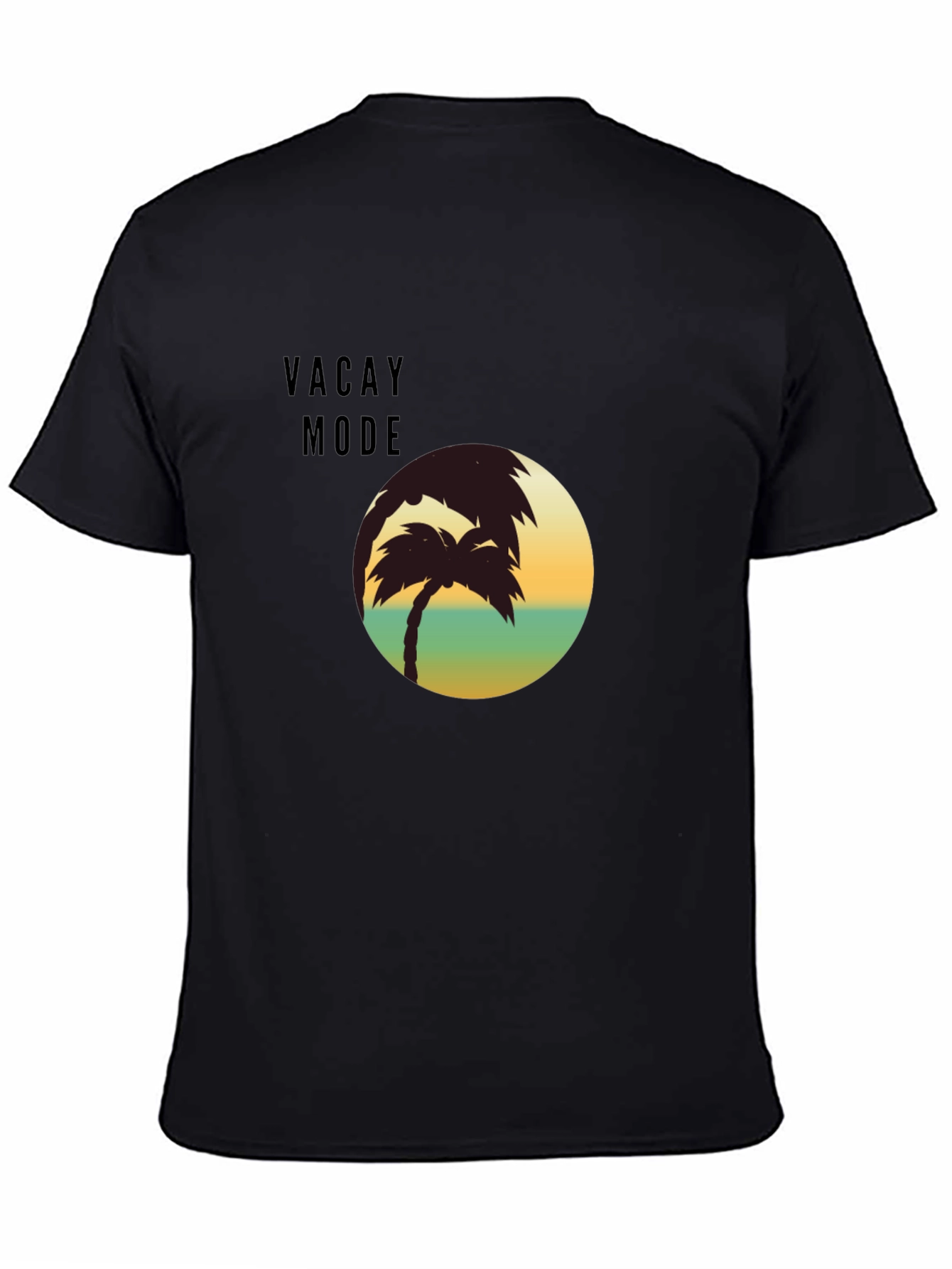 Camiseta Negra Vacay Mode - Diseño de Palmera