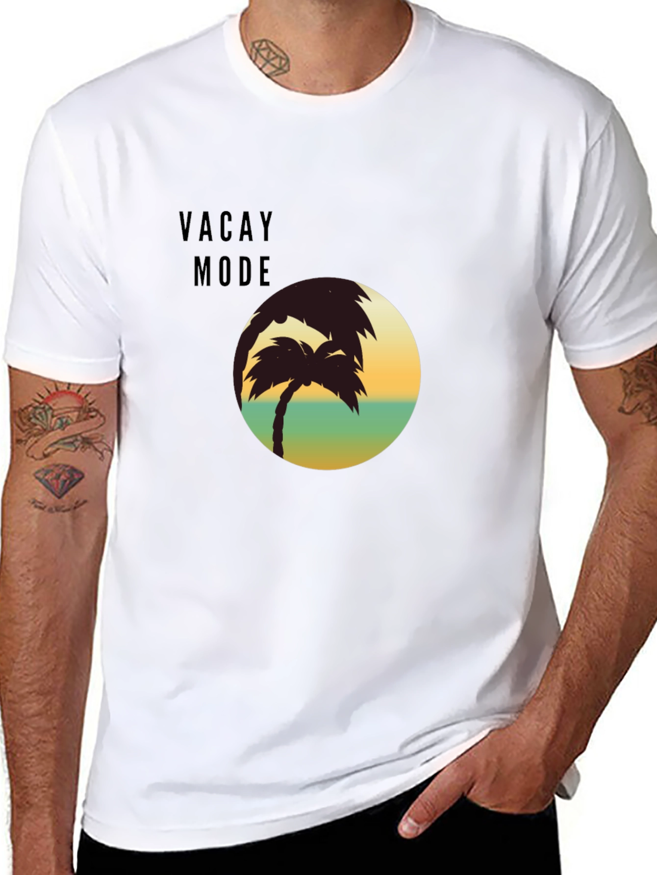 Camiseta Negra Vacay Mode - Diseño de Palmera