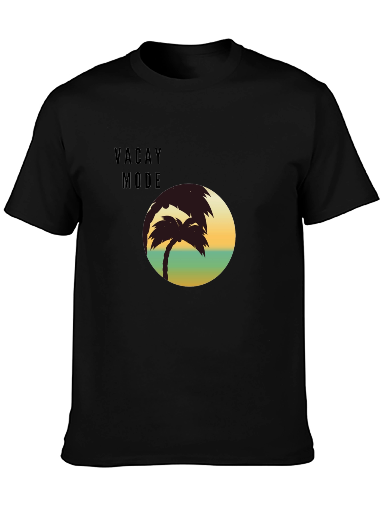 Camiseta Negra Vacay Mode - Diseño de Palmera