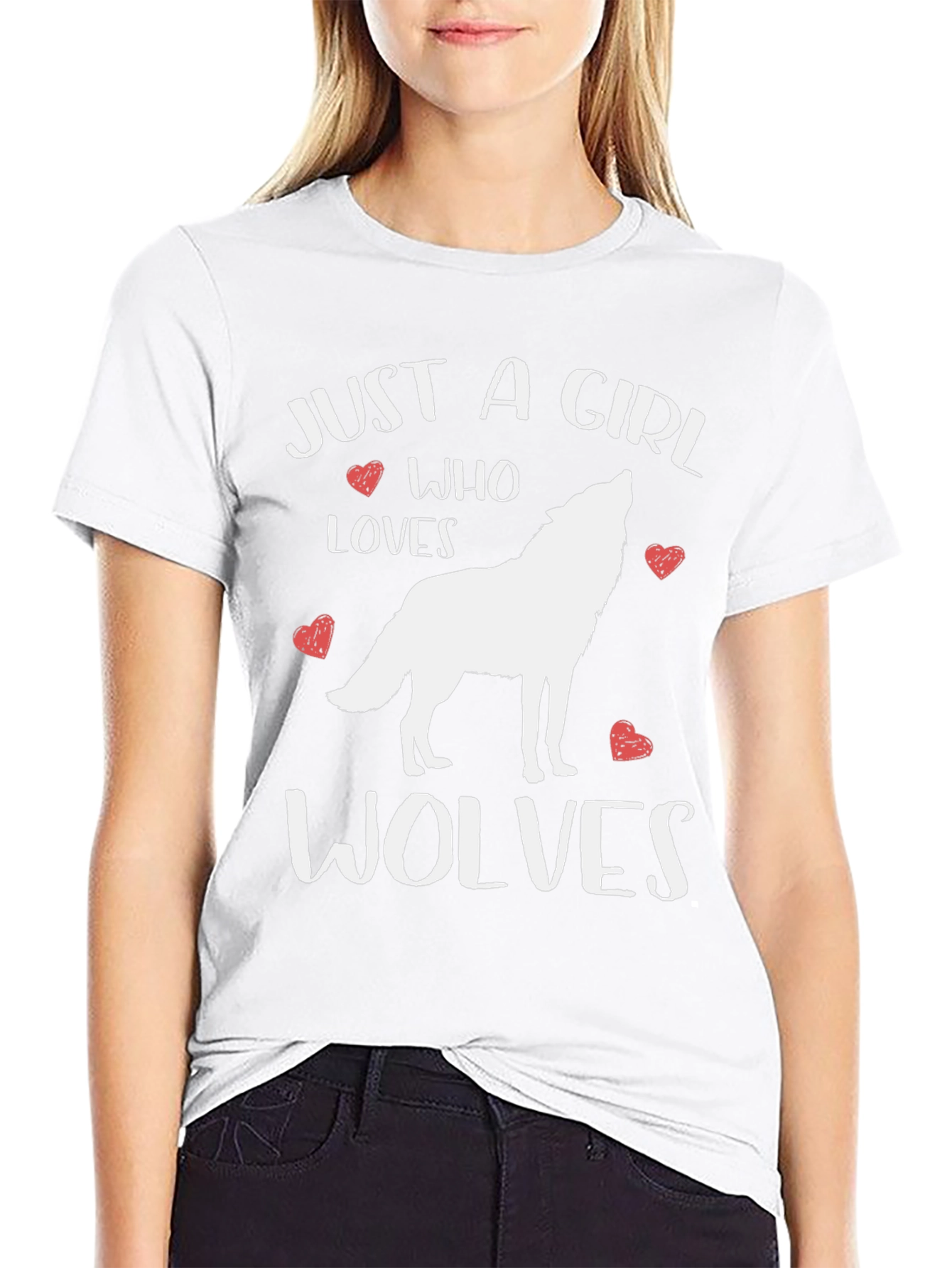 Camiseta Negra: Just A Girl Who Loves Wolves