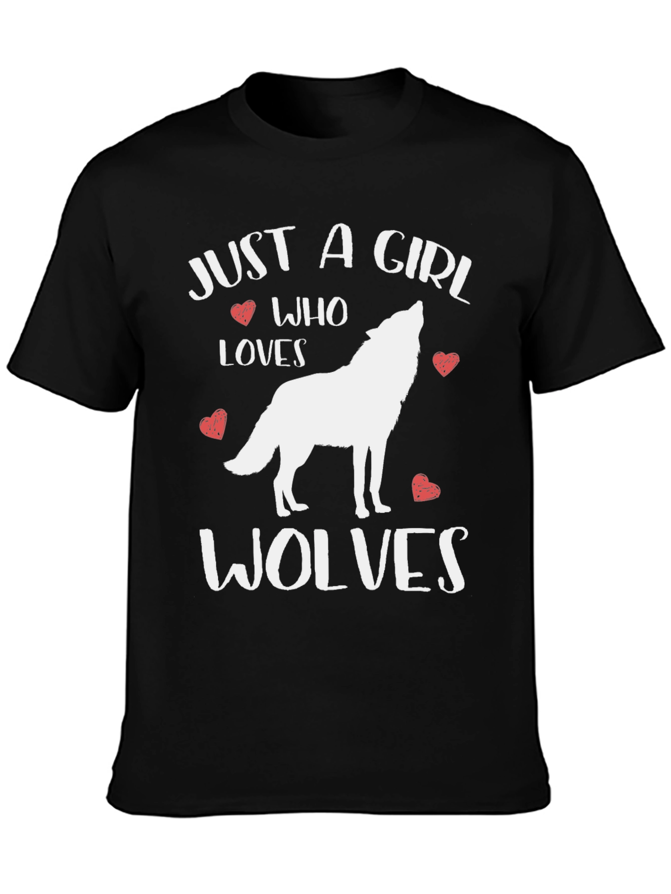 Camiseta Negra: Just A Girl Who Loves Wolves