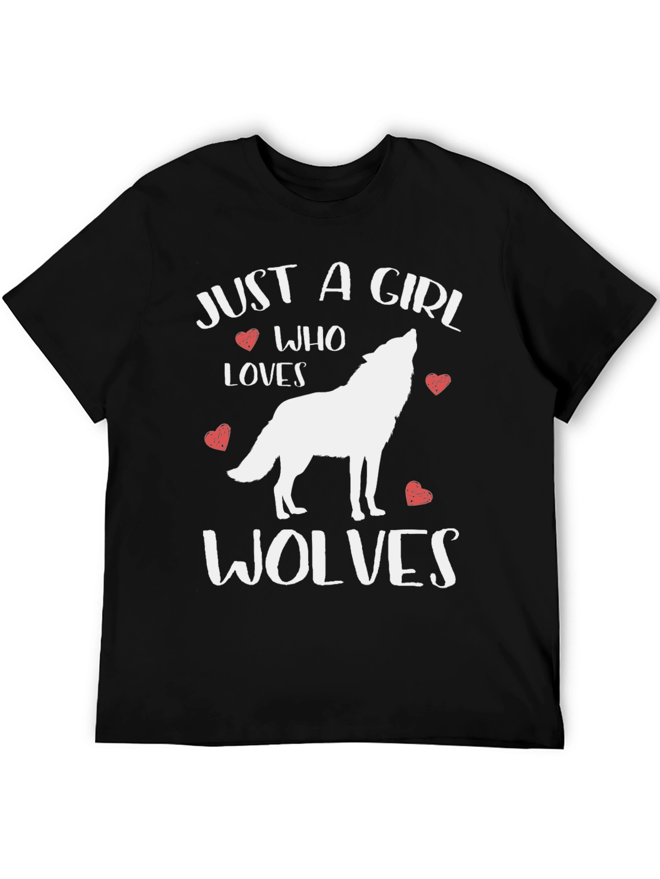 Camiseta Negra: Just A Girl Who Loves Wolves