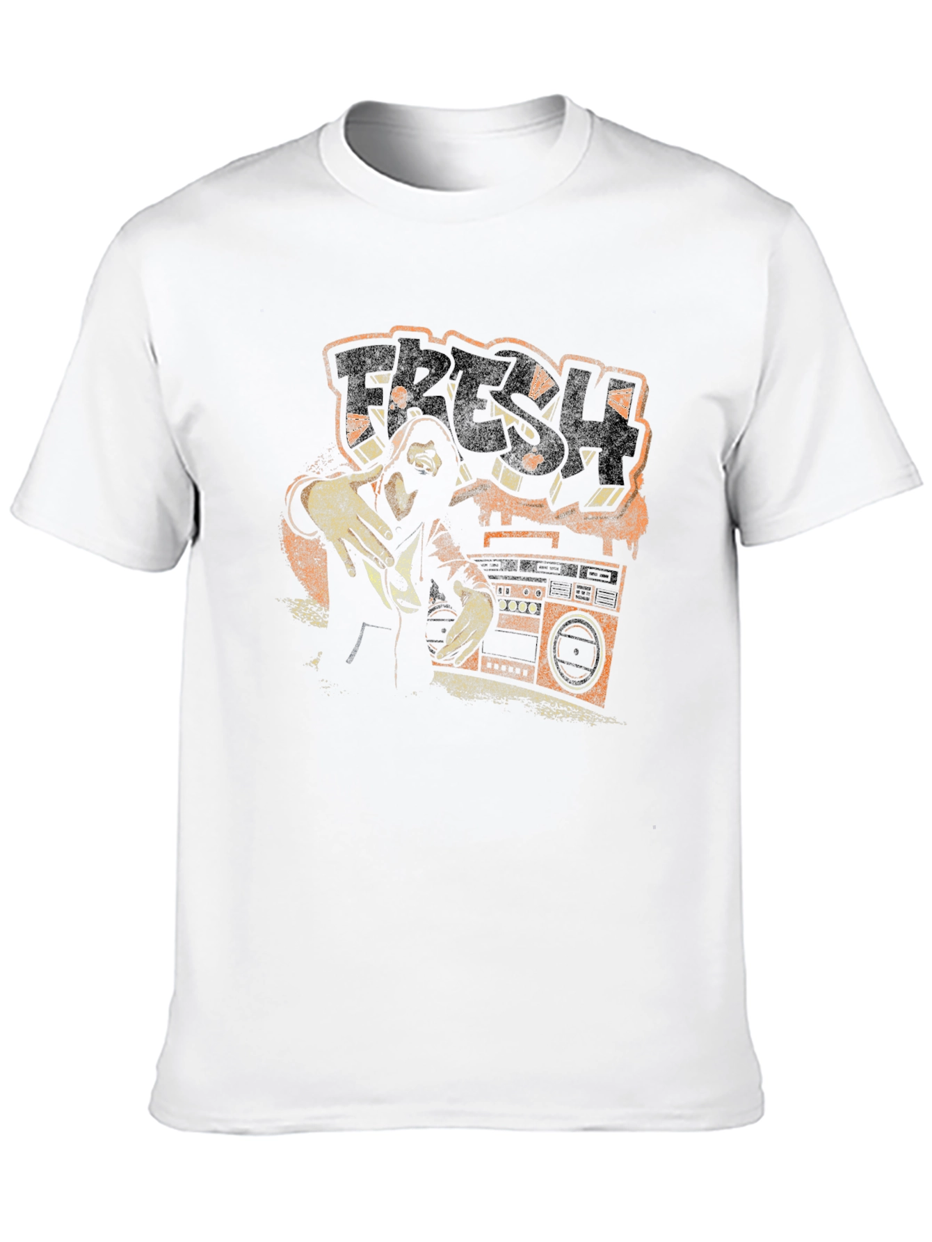 Camiseta Negra con Diseño Gráfico Retro Fresh