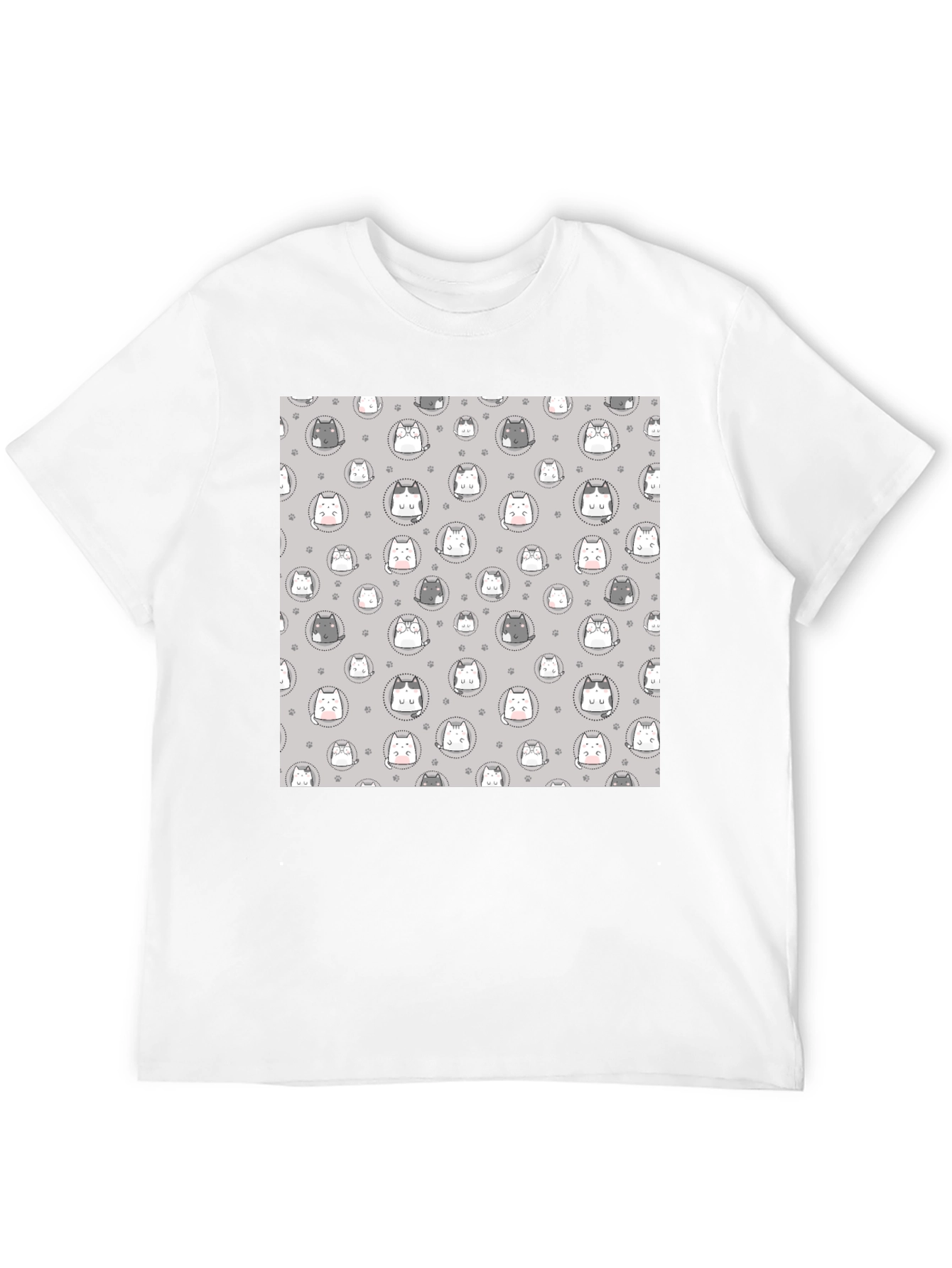 Camiseta Negra con Diseño de Gatos Kawaii