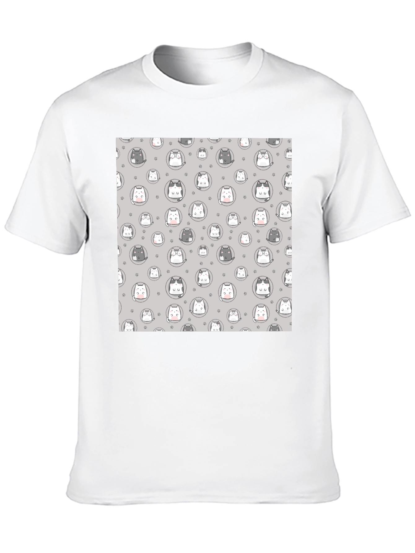 Camiseta Negra con Diseño de Gatos Kawaii