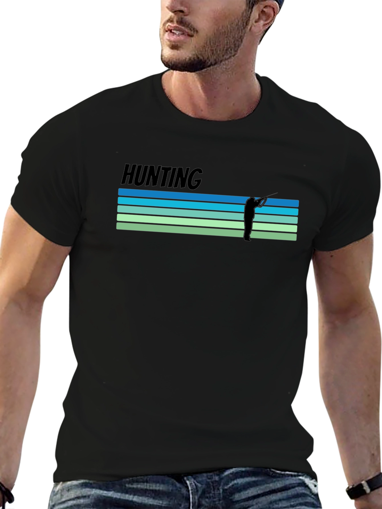Camiseta Negra Estampada Hunting Caza