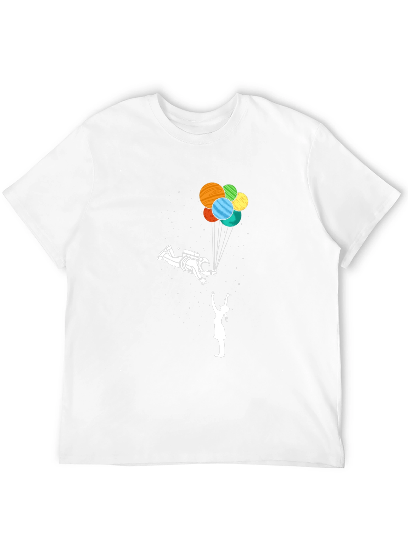 Camiseta Negra Astronauta y Globos