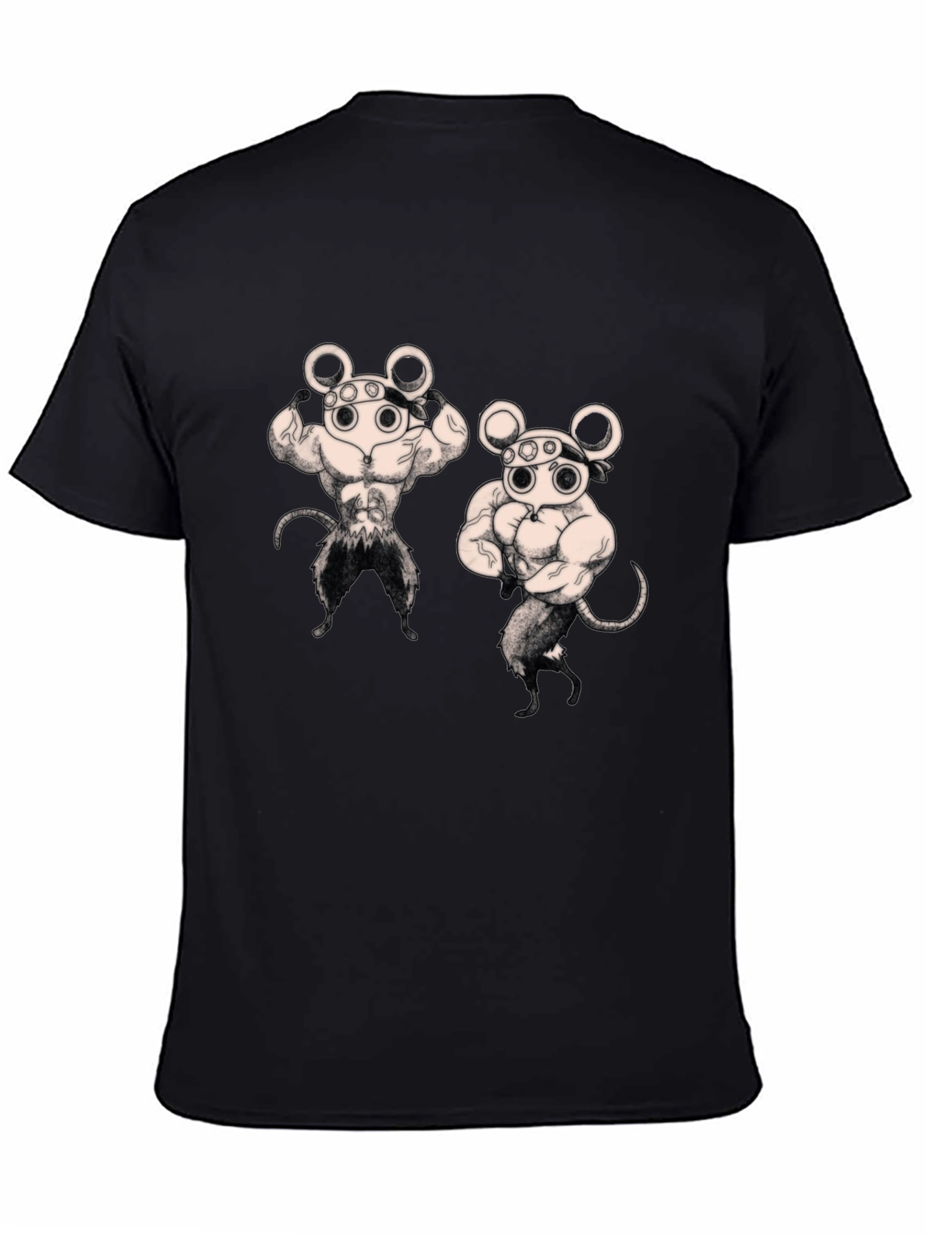 Camiseta Negra con Diseño Musculoso de Ratones