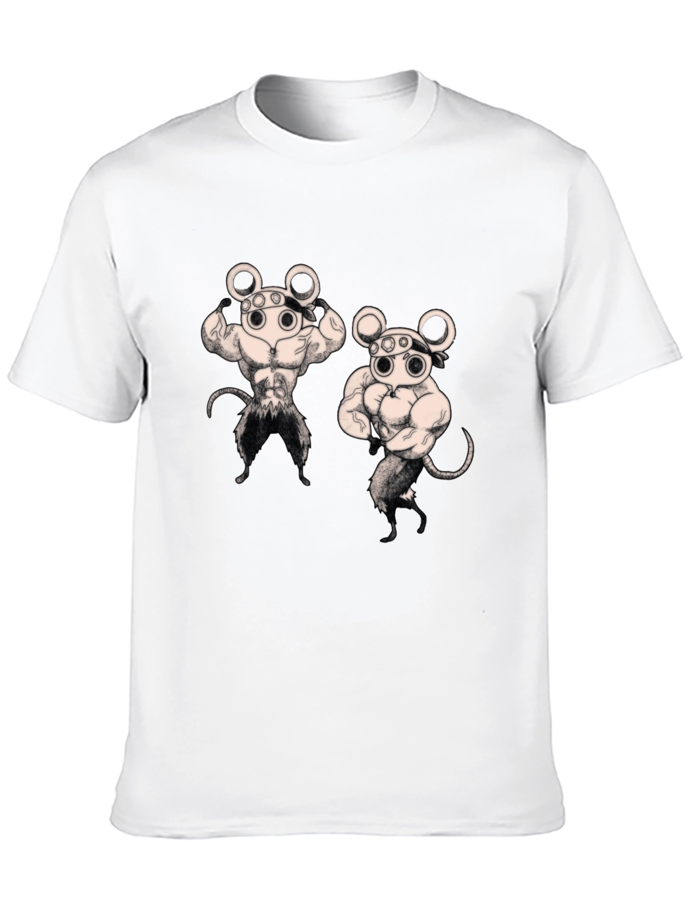 Camiseta Negra con Diseño Musculoso de Ratones