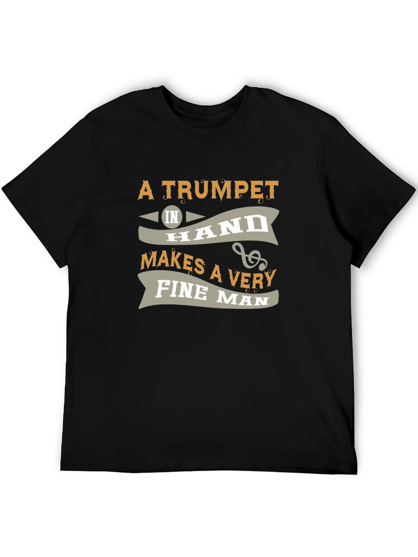 Camiseta Negra: Trompeta y Hombre Elegante