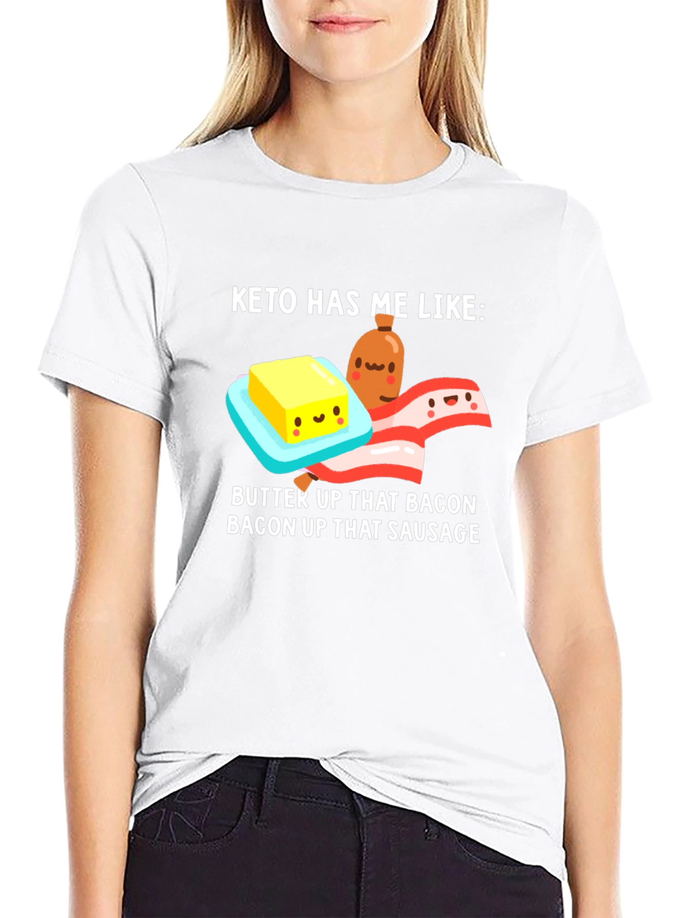 Camiseta Keto Divertida - Mantequilla Bacon y Salchicha