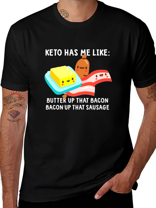 Camiseta Keto Divertida - Mantequilla Bacon y Salchicha