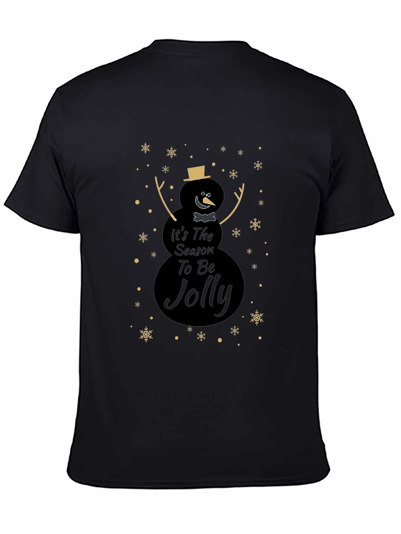 Camiseta Negra Navideña con Diseño de Muñeco de Nieve