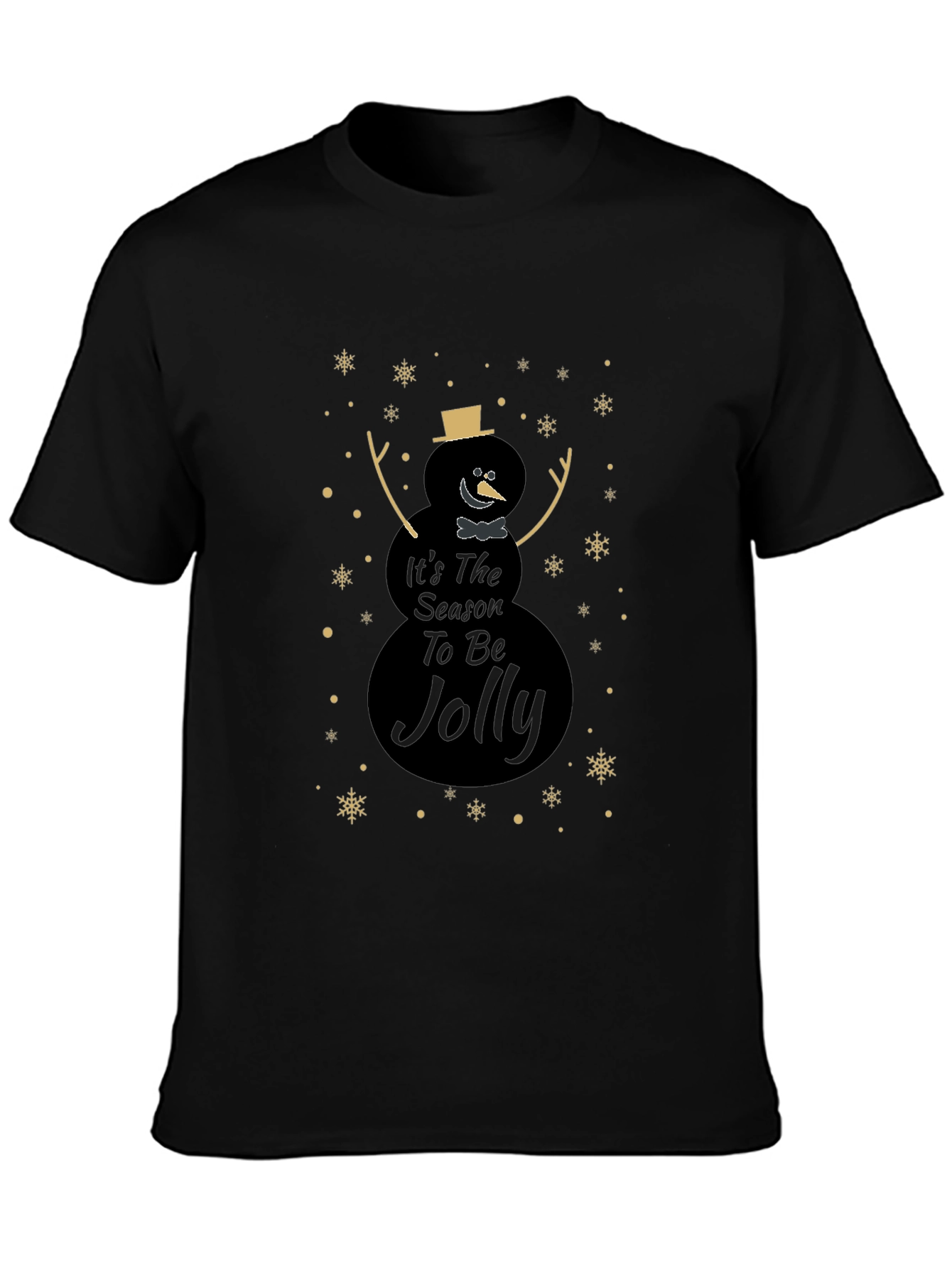 Camiseta Negra Navideña con Diseño de Muñeco de Nieve