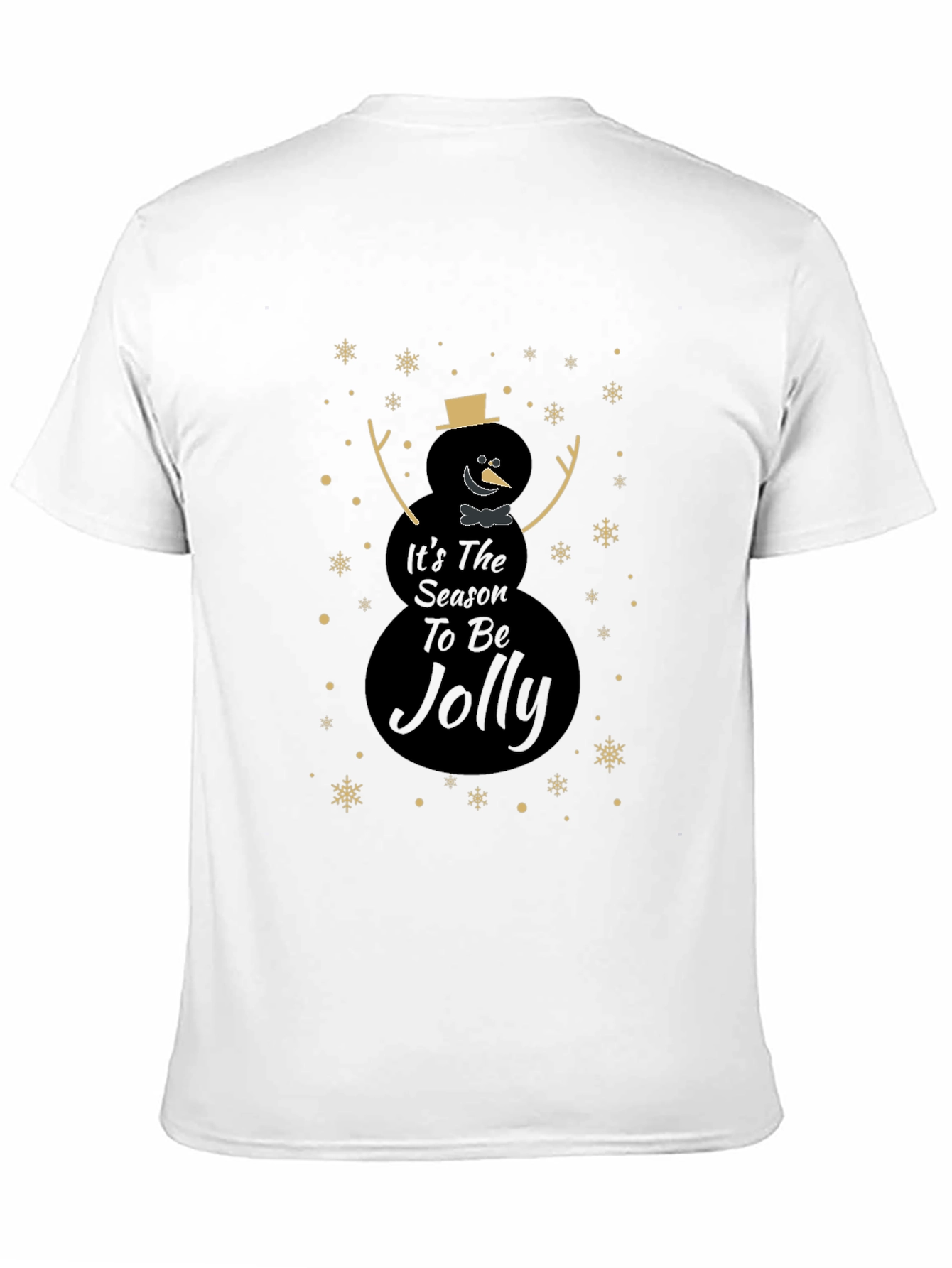 Camiseta Negra Navideña con Diseño de Muñeco de Nieve