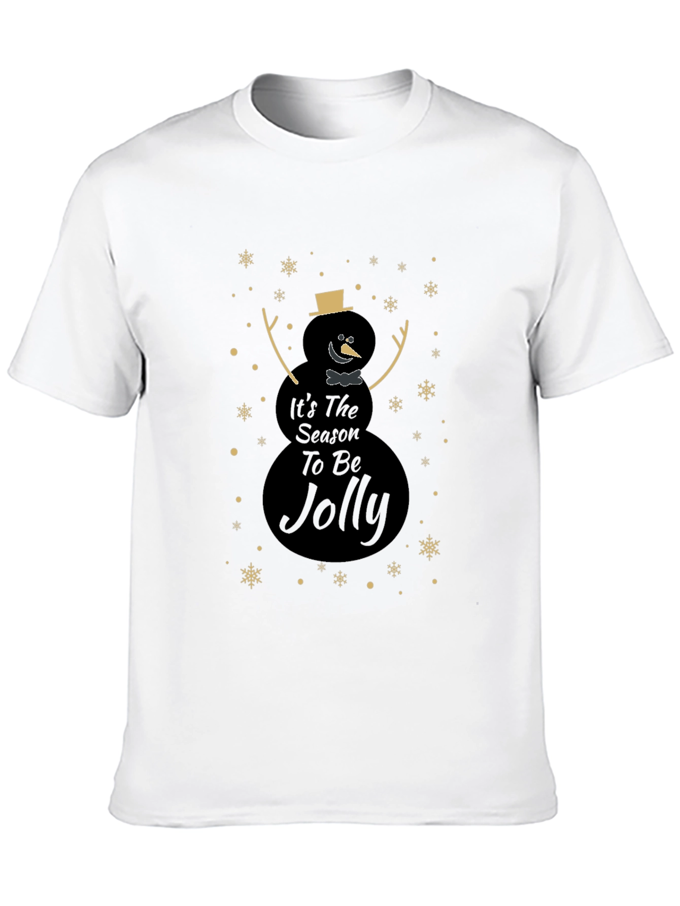 Camiseta Negra Navideña con Diseño de Muñeco de Nieve